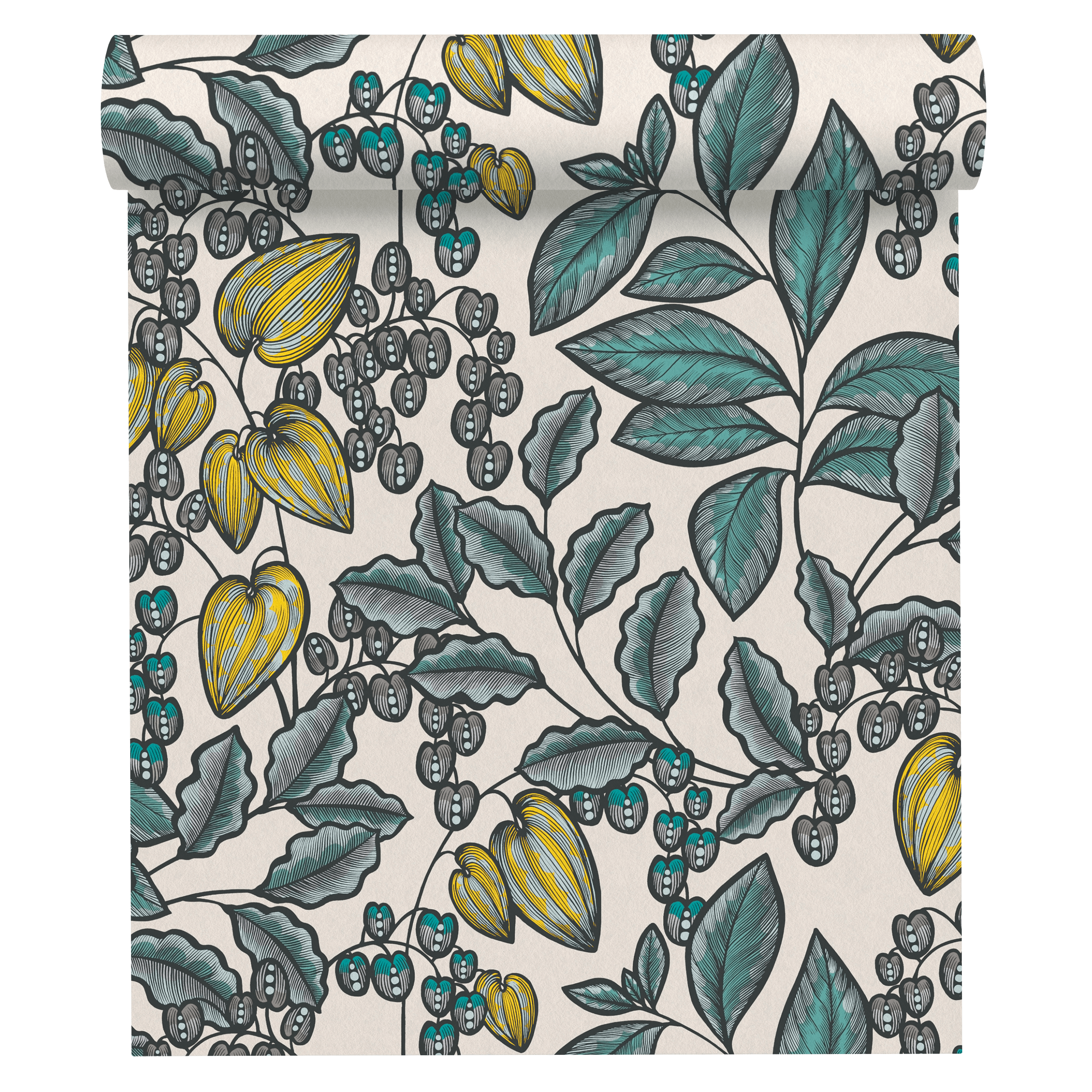 Tapeta Floral Impression 377551 biało-turkusowa winylowa na flizelinie
