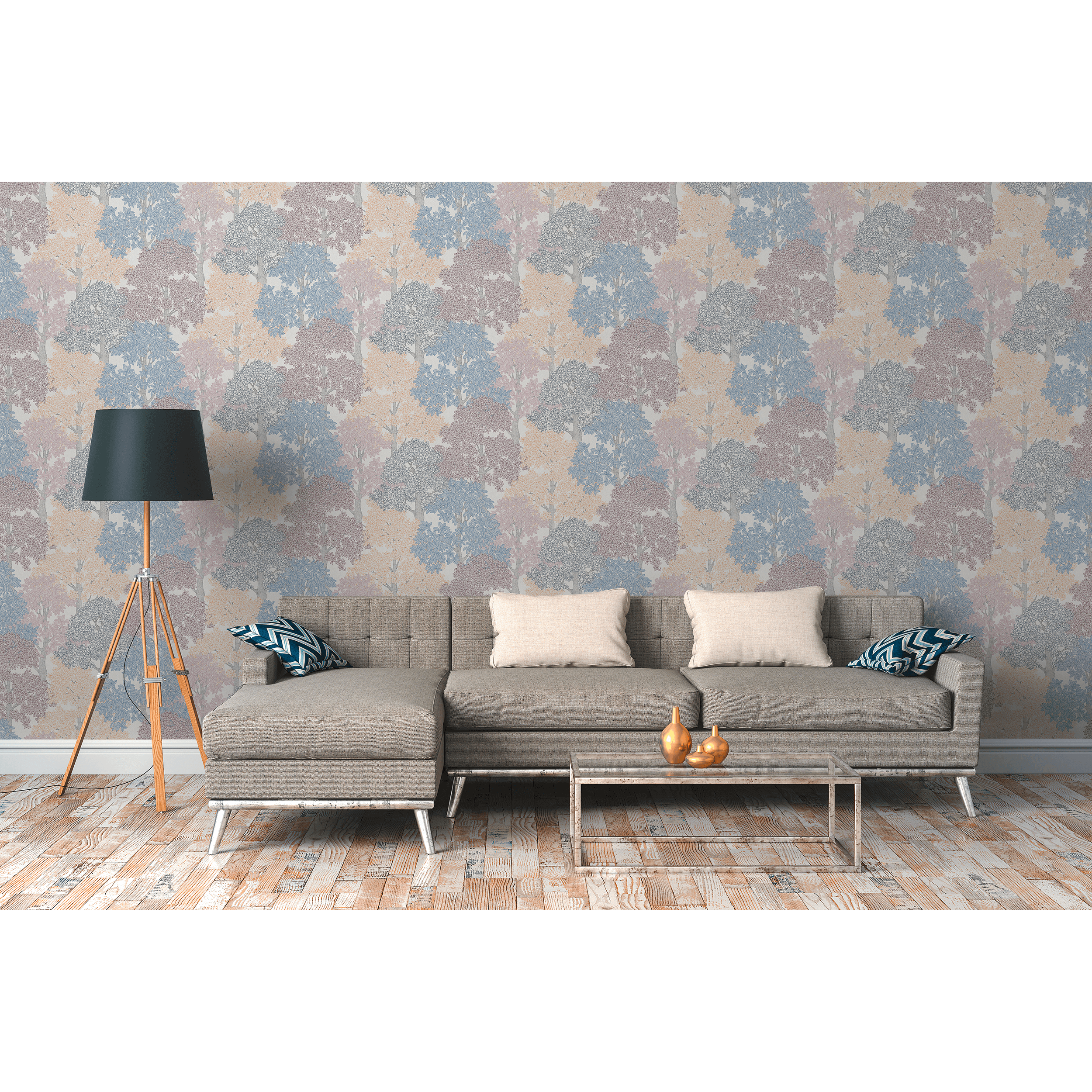 Tapeta Floral Impression 377534 beżowo-niebieska winylowa na flizelinie - 2