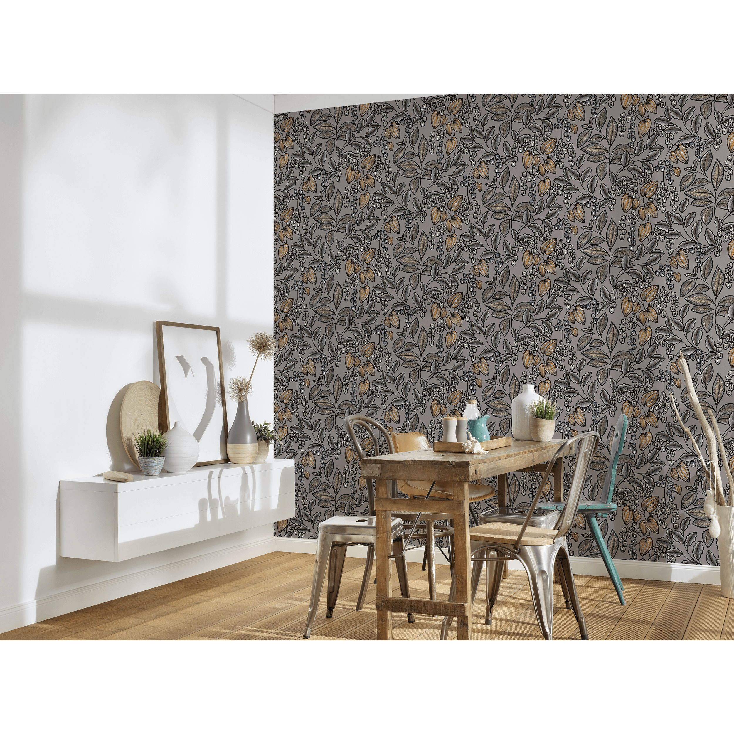 Tapeta Floral Impression 377549 brązowa winylowa na flizelinie