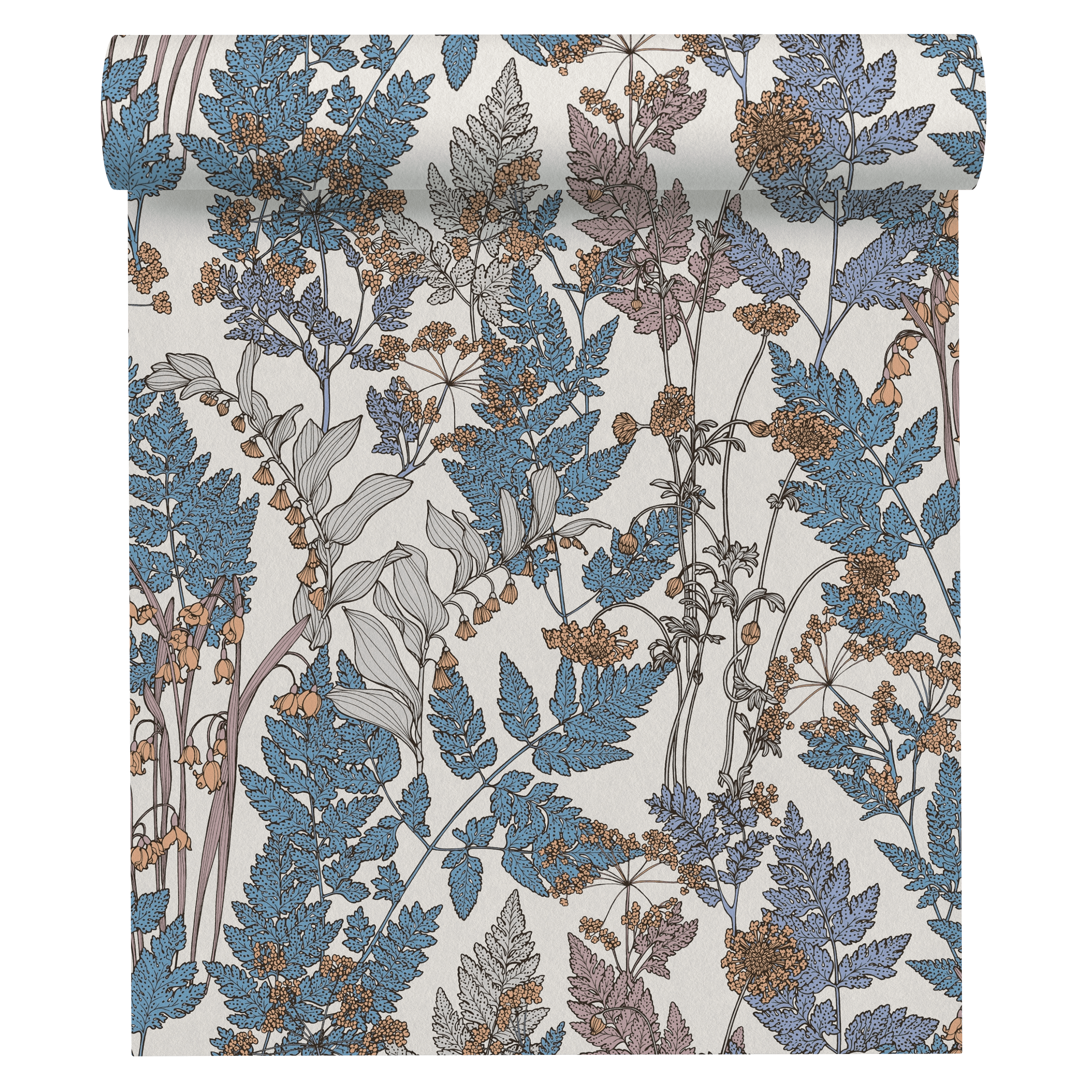 Tapeta Floral Impression 377517 biało-niebieska winylowa na flizelinie