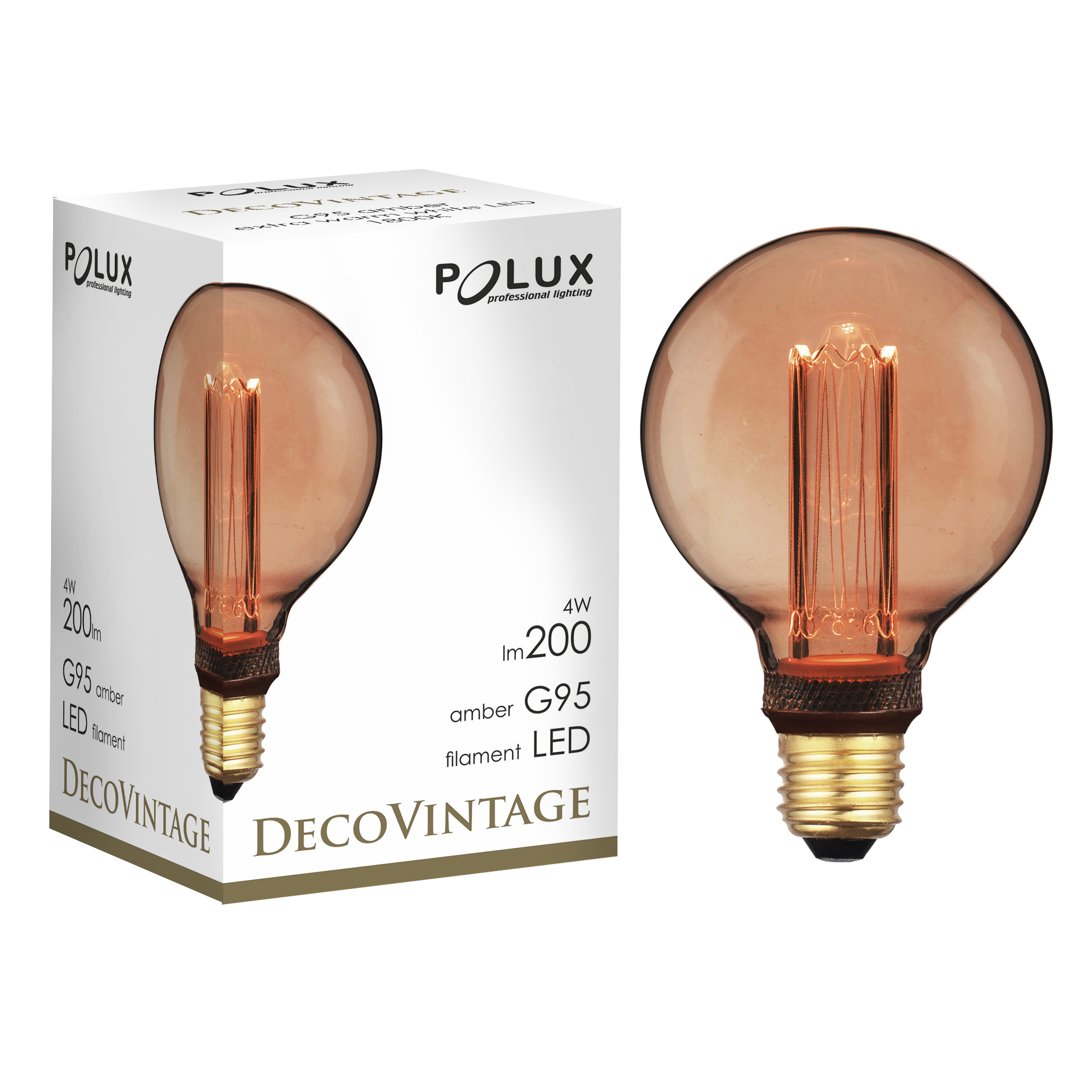 Żarówka dekoracyjna LED E27 4 W 200 lm bursztynowa Polux