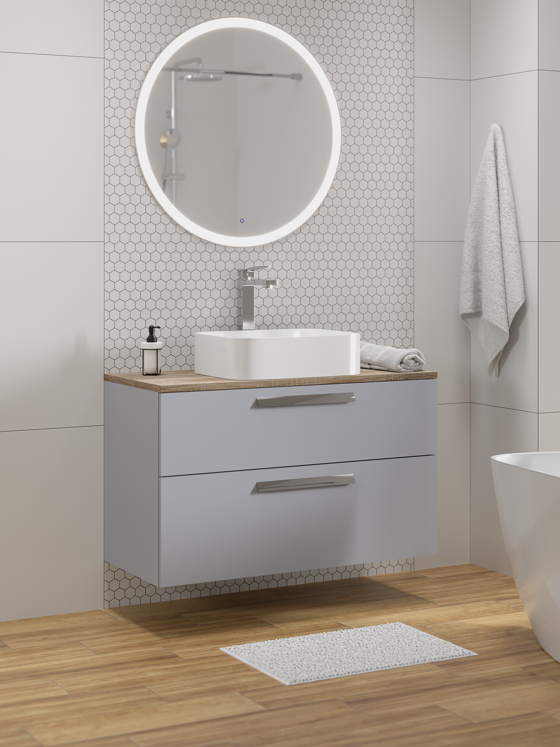 Umywalka konglomeratowa nablatowa Capsule 48 x 38 Sensea - 7