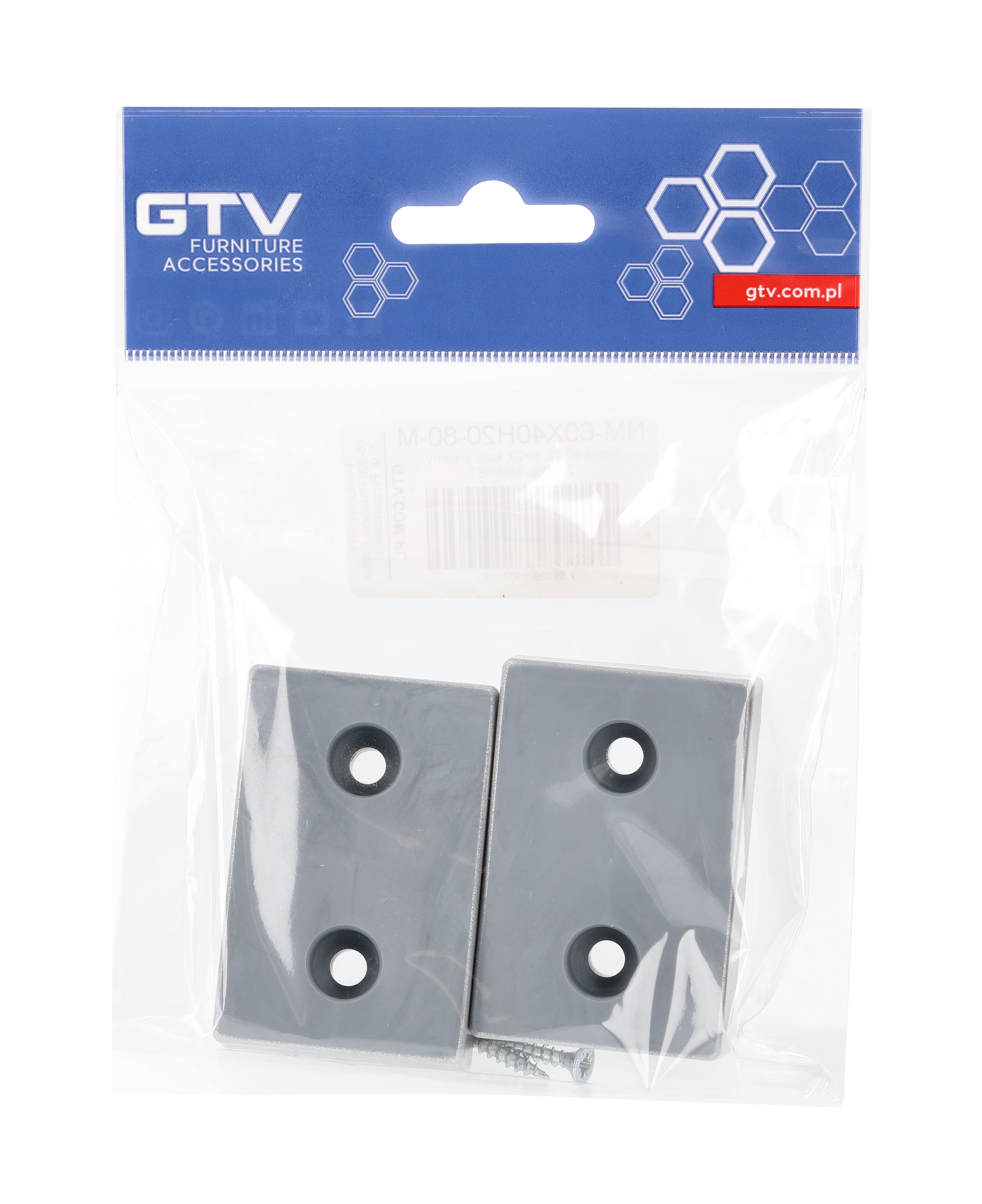 Zestaw nóżek meblowych 60 x 40 mm srebrne 2 szt. - 3