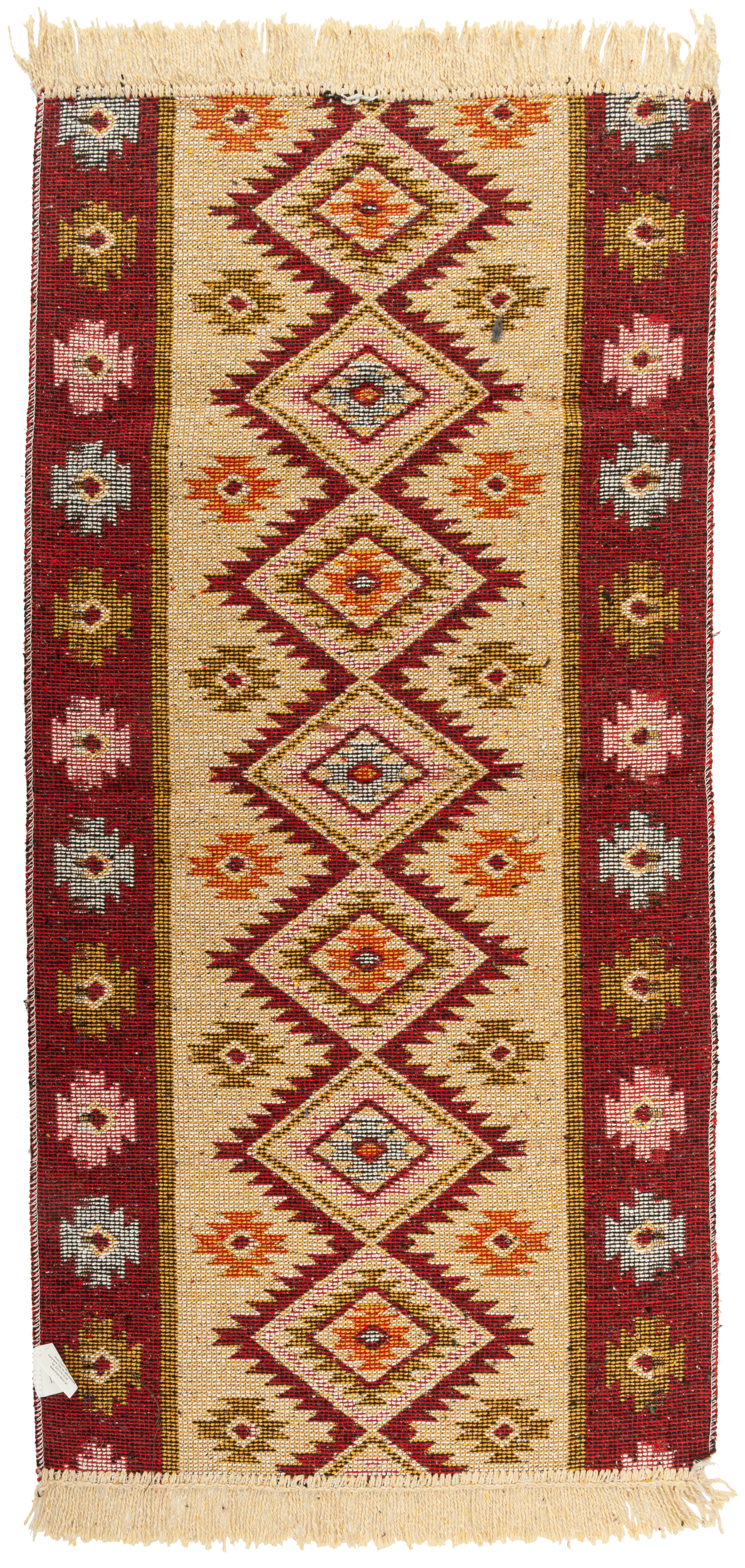 Dywan z frędzlami Kilim dwustronny bordowy 60 x 120 cm - 3