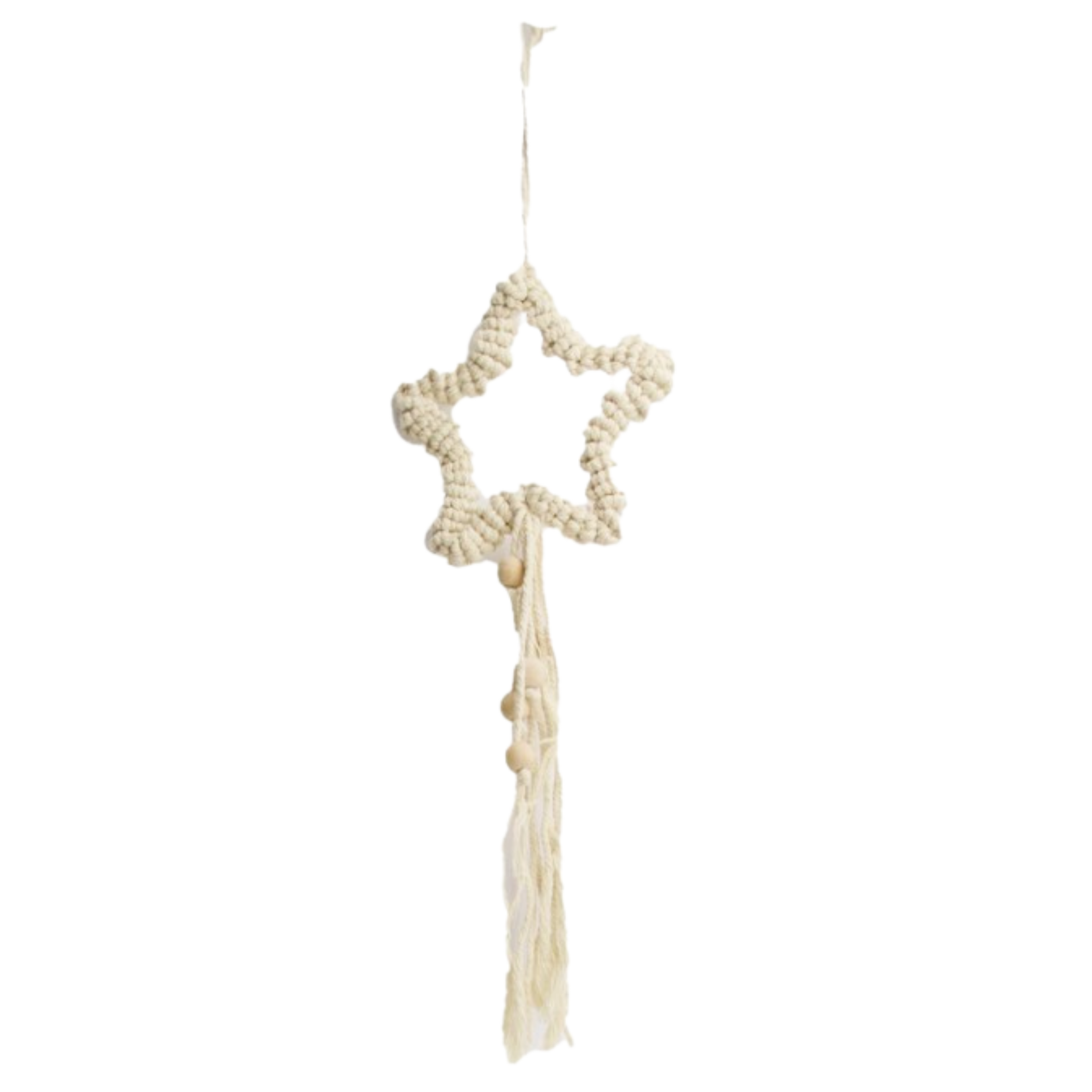 Zawieszka materiałowa gwiazdka 75cm z frędzlami beżowa - 2