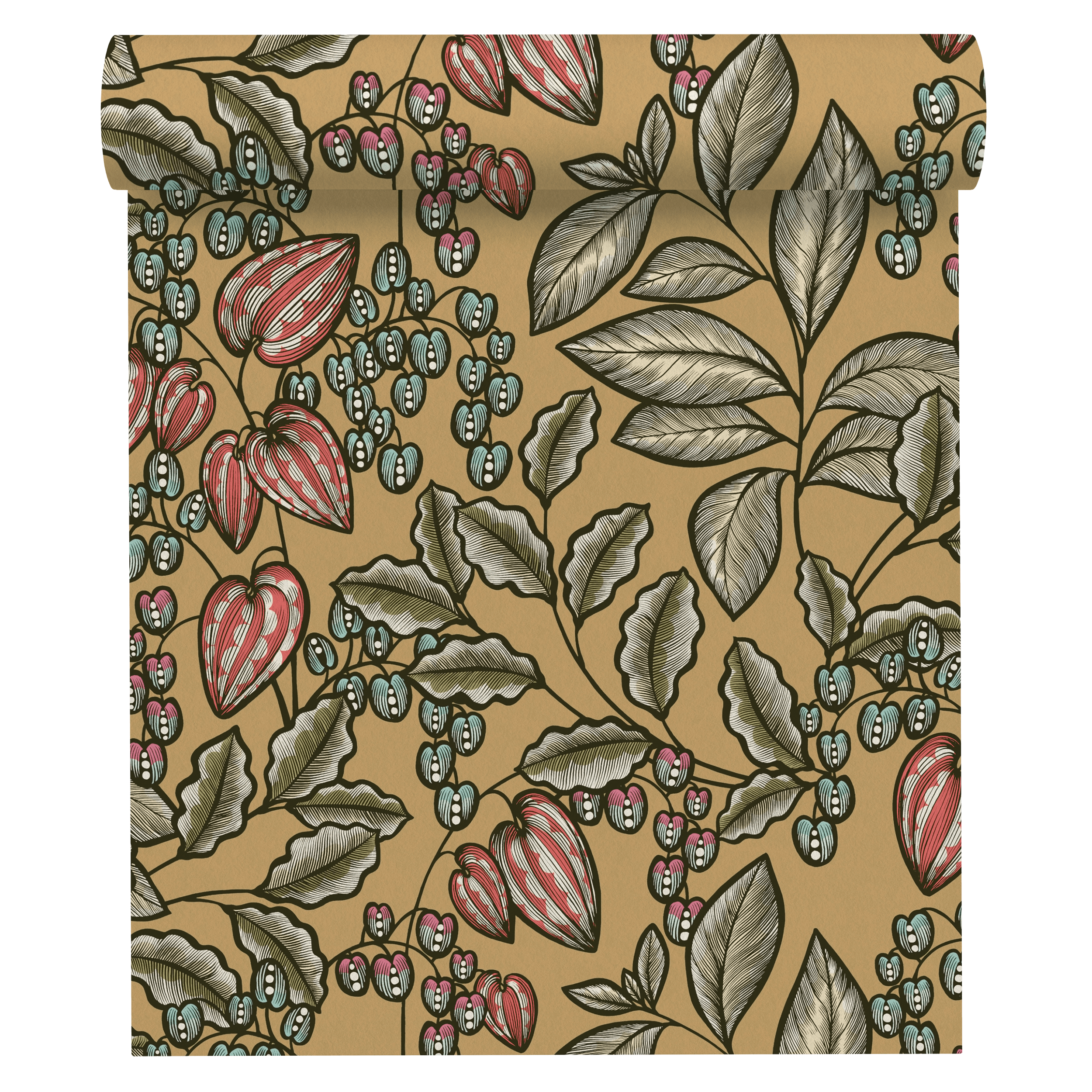 Tapeta Floral Impression 377544 musztardowa winylowa na flizelinie