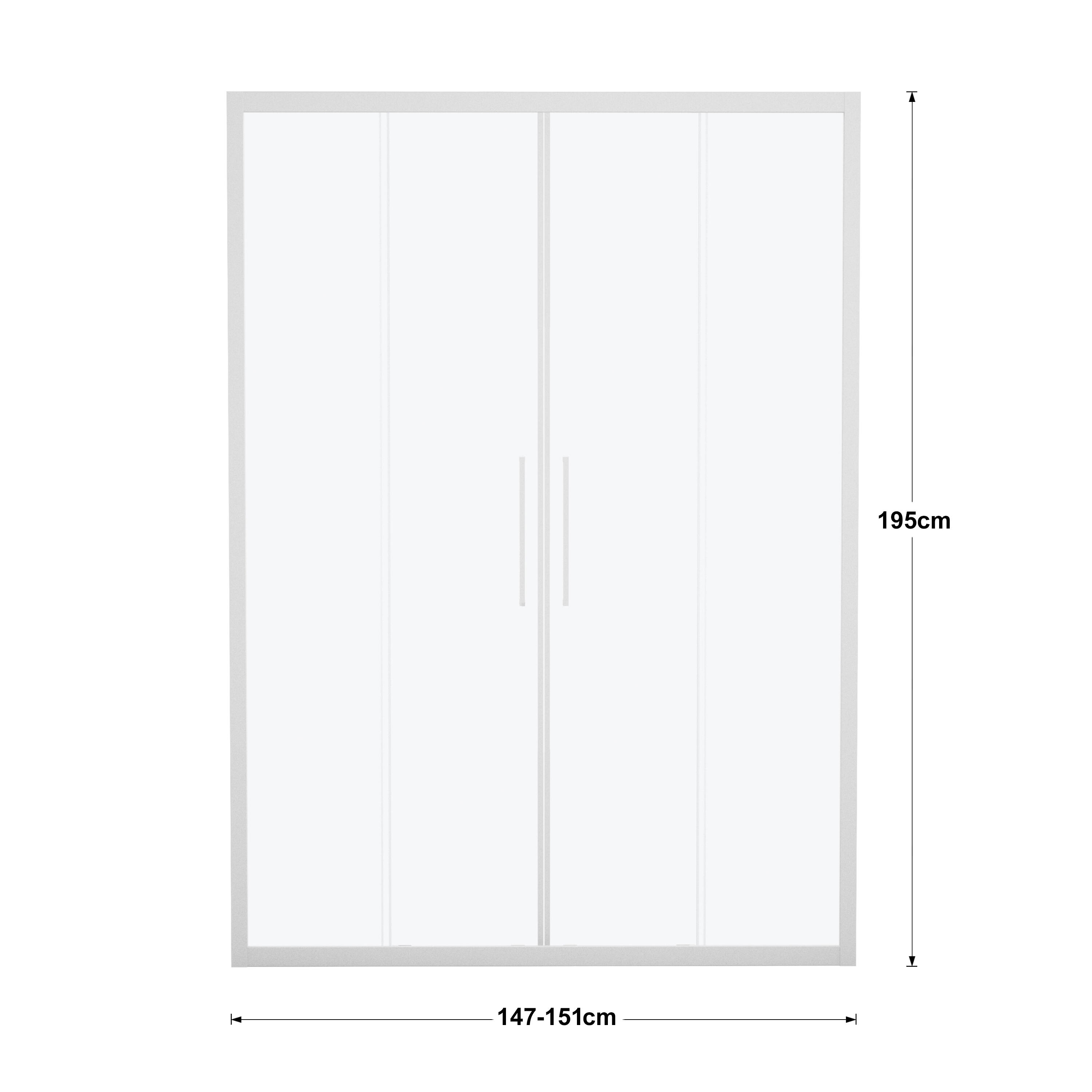 Porta doccia scorrevole L 147-151 cm x H 195 cm per nicchia in vetro smerigliato SP. 6 mm, profilo opaco bianco, serie Record - 9