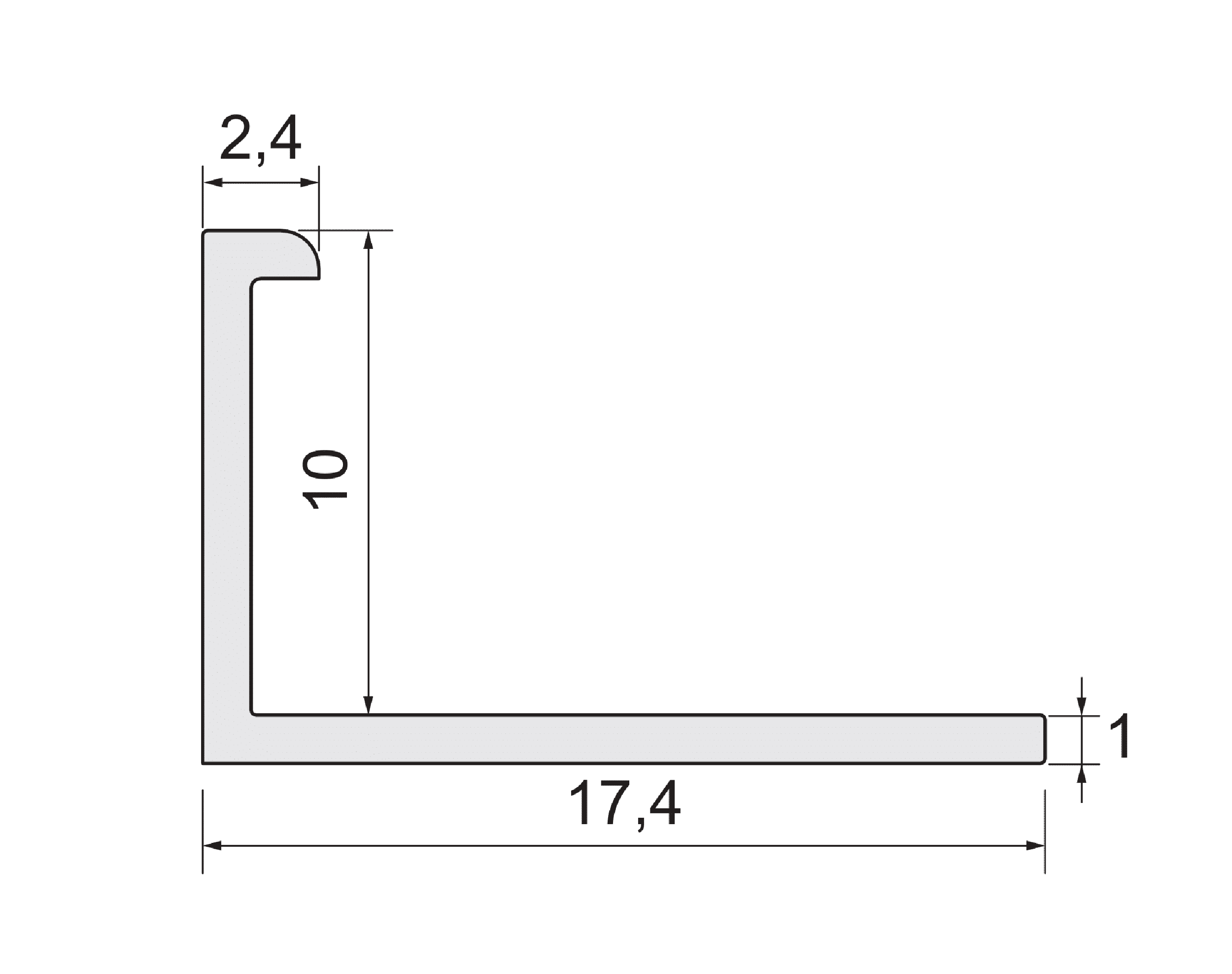 Profil do glazury aluminium narożny 10 mm / 2.5 m Srebrny Cezar - 5