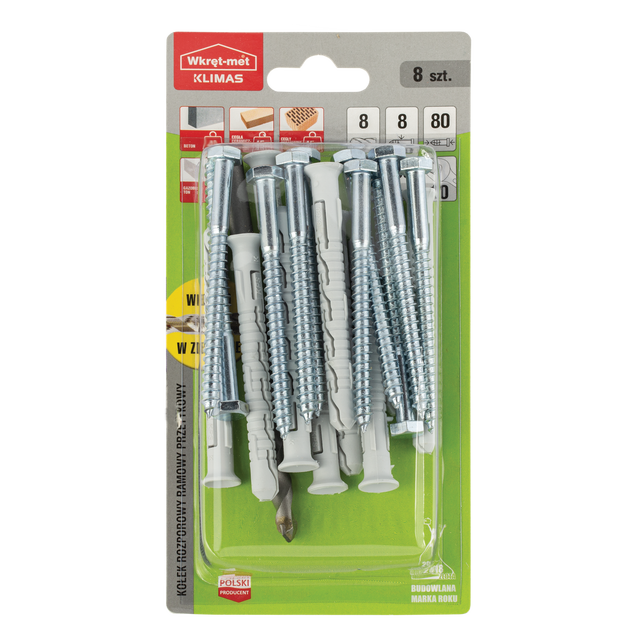 Kołek ramowy 8 x 80 mm 8 sztuk