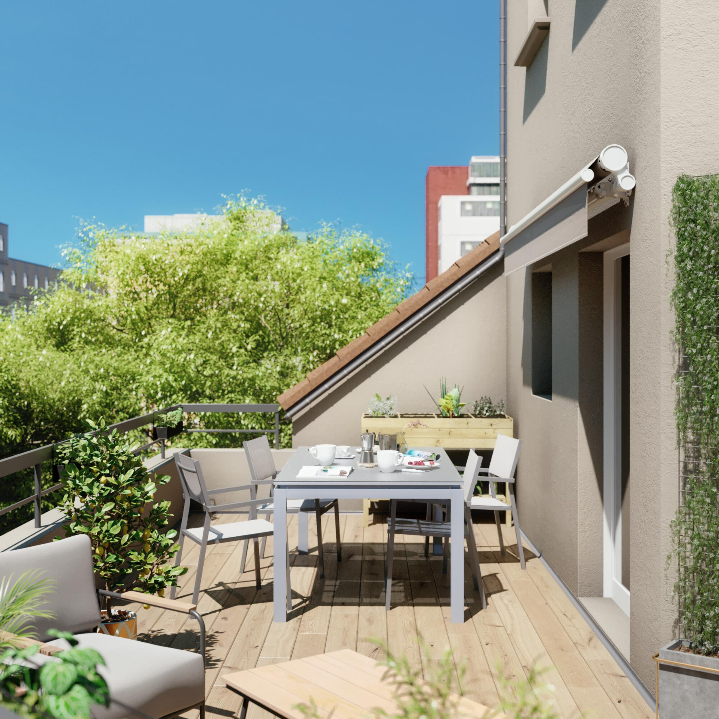 Tenda da sole a bracci estensibili per terrazza, L 2.95 x 2 m, in poliestere, NATERIAL Calima - 2