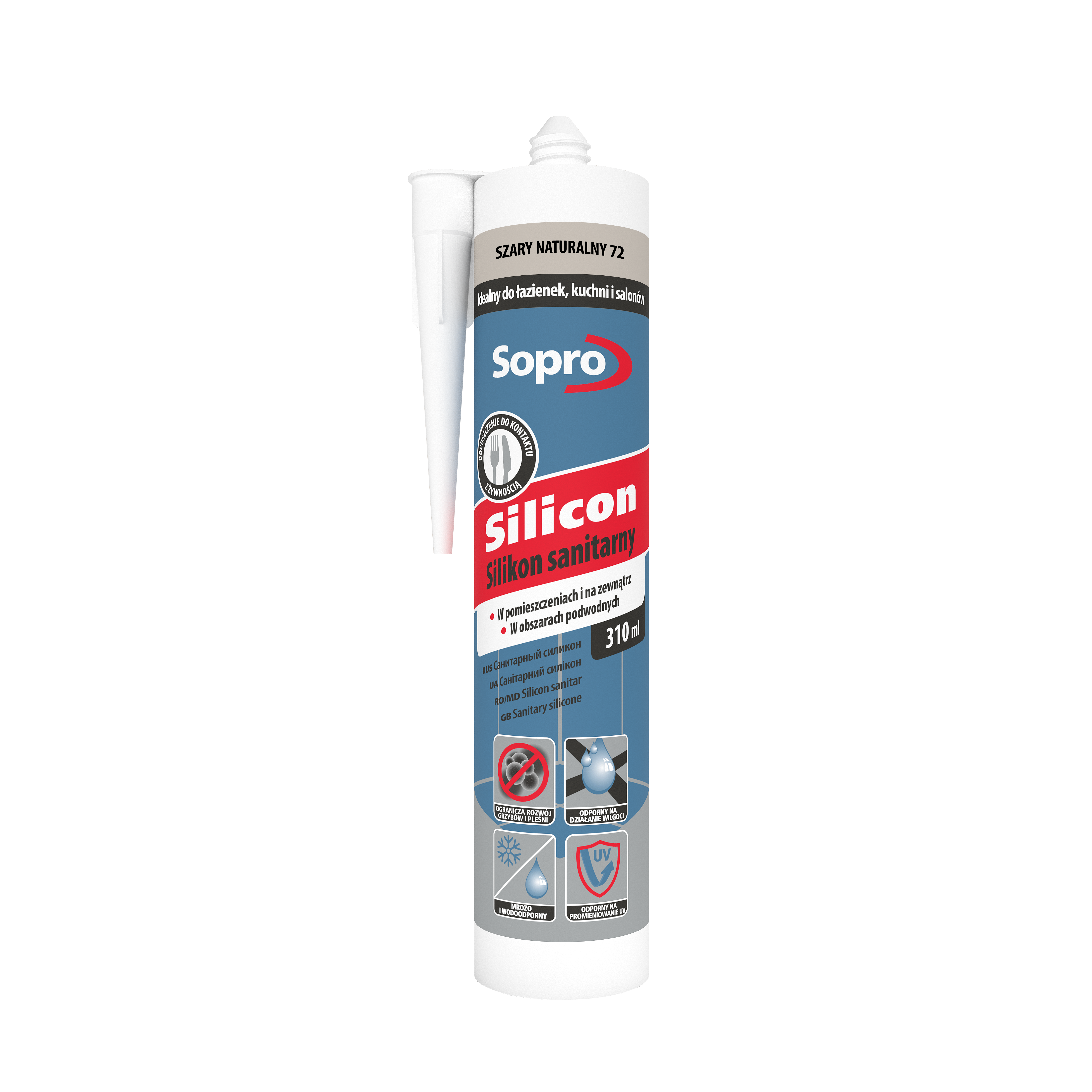 Silikon sanitarny Szary 72 310 ml Sopro - 3