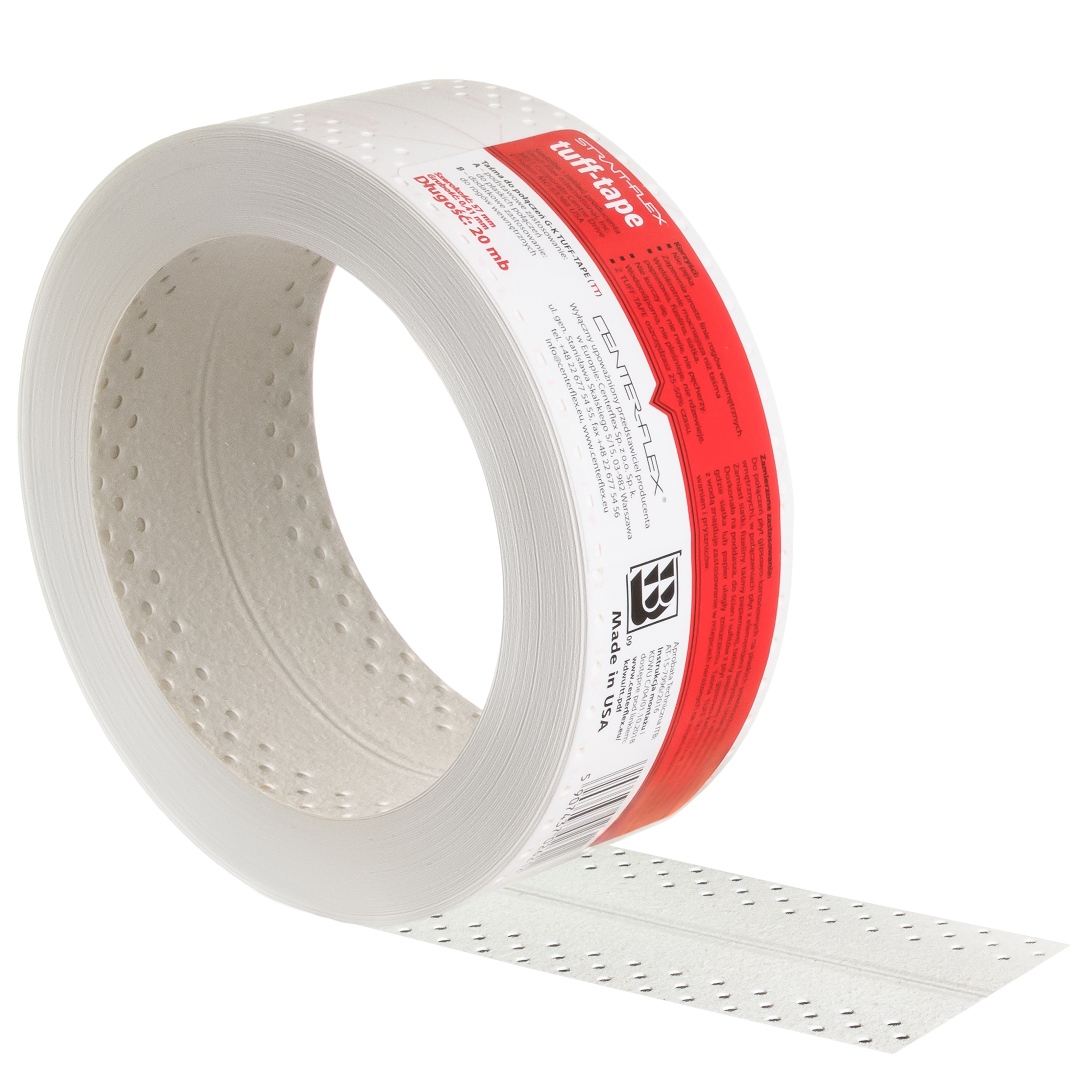 Taśma do płyt gipsowo-kartonowych Tuff-Tape czerwona 20 mb Center-Flex