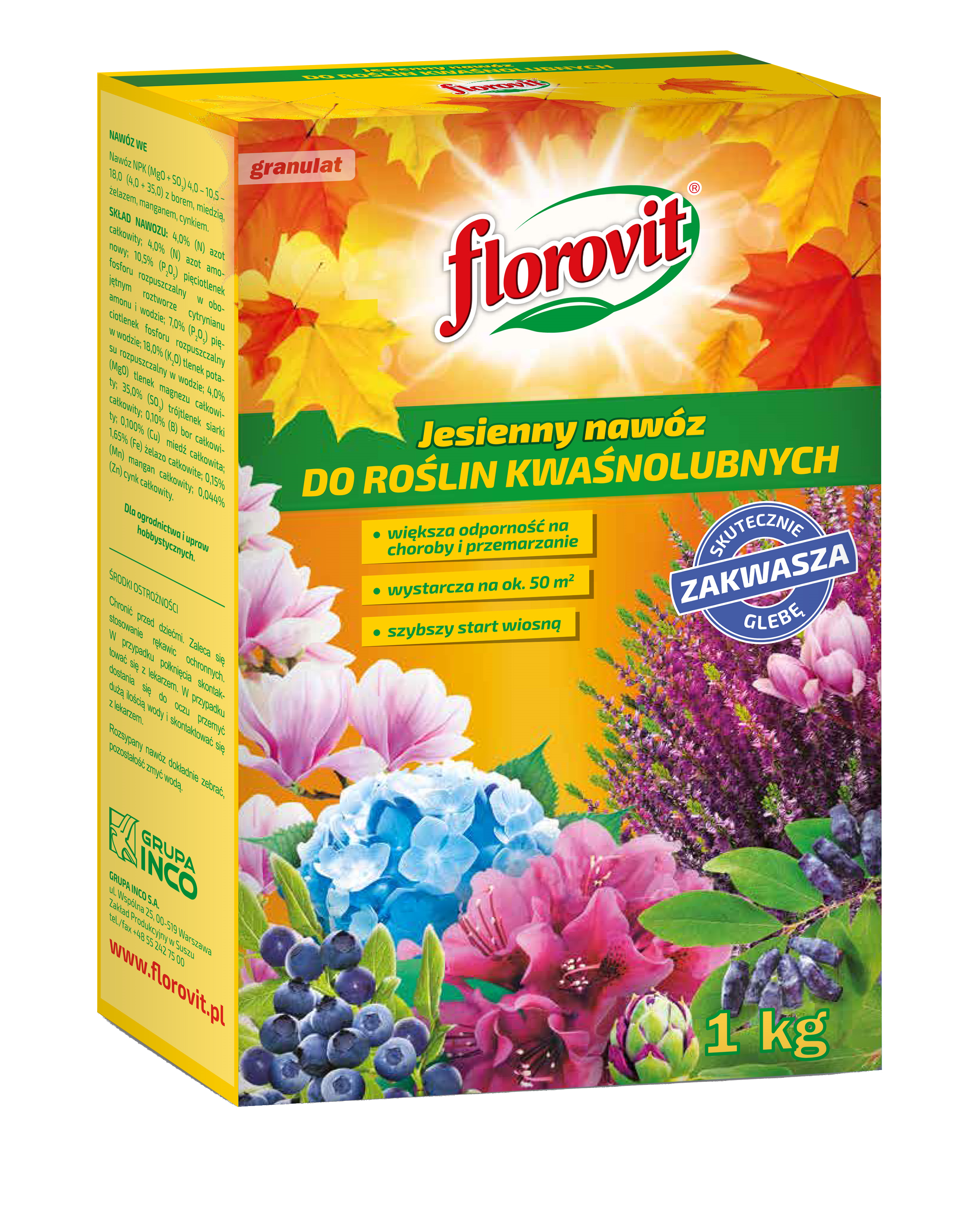 Nawóz jesienny rośliny kwasolubne 1kg Florovit Florovit