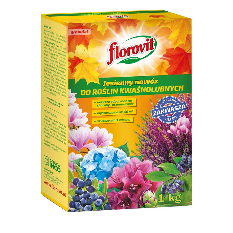 Nawóz jesienny rośliny kwasolubne 1kg Florovit Florovit