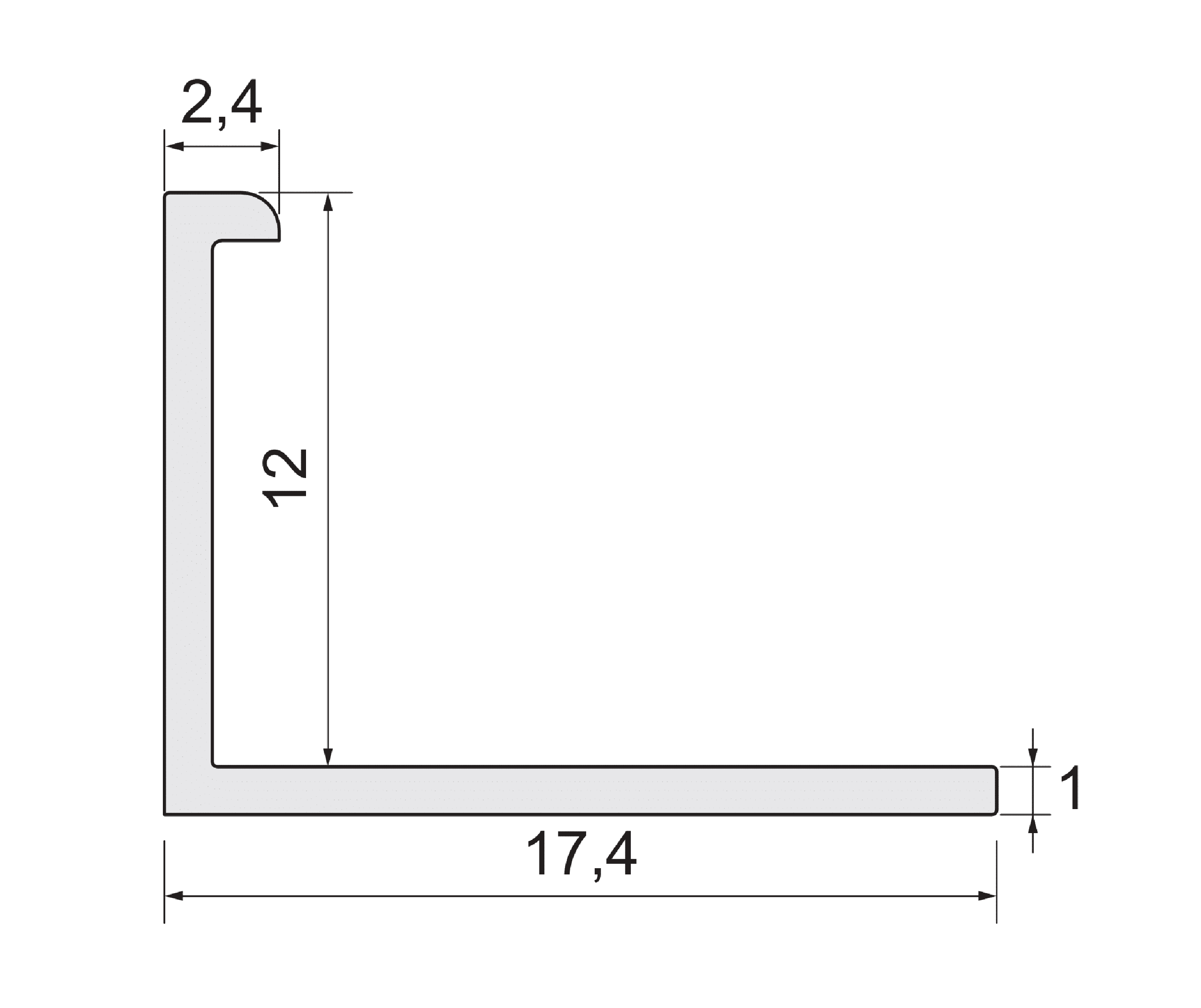 Profil do glazury Aaluminium narożny 12 mm / 2.5 m Srebrny poler Cezar - 4