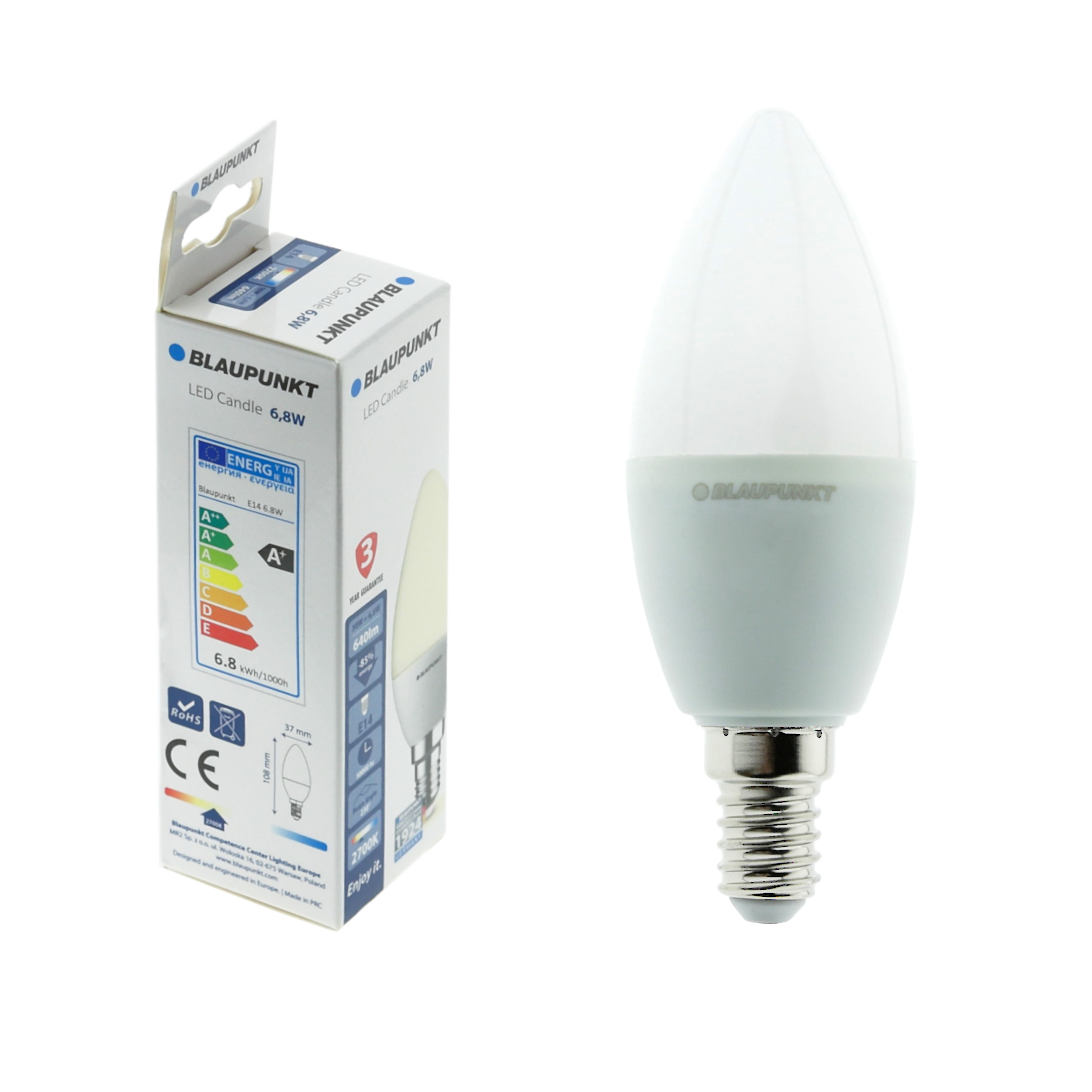 Żarówka LED E14 6.8 W = 50 W 640 lm Ciepła biel Blaupunkt