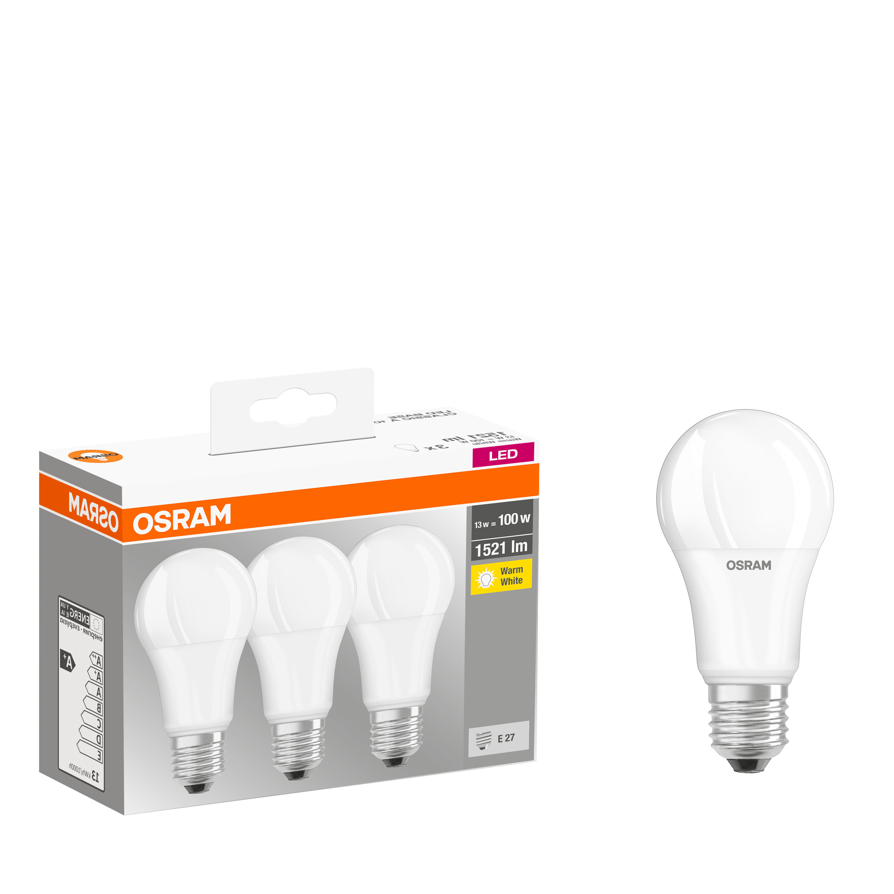 Żarówka LED 3 szt. E27 13 W = 100 W 1521 lm Ciepła OSRAM