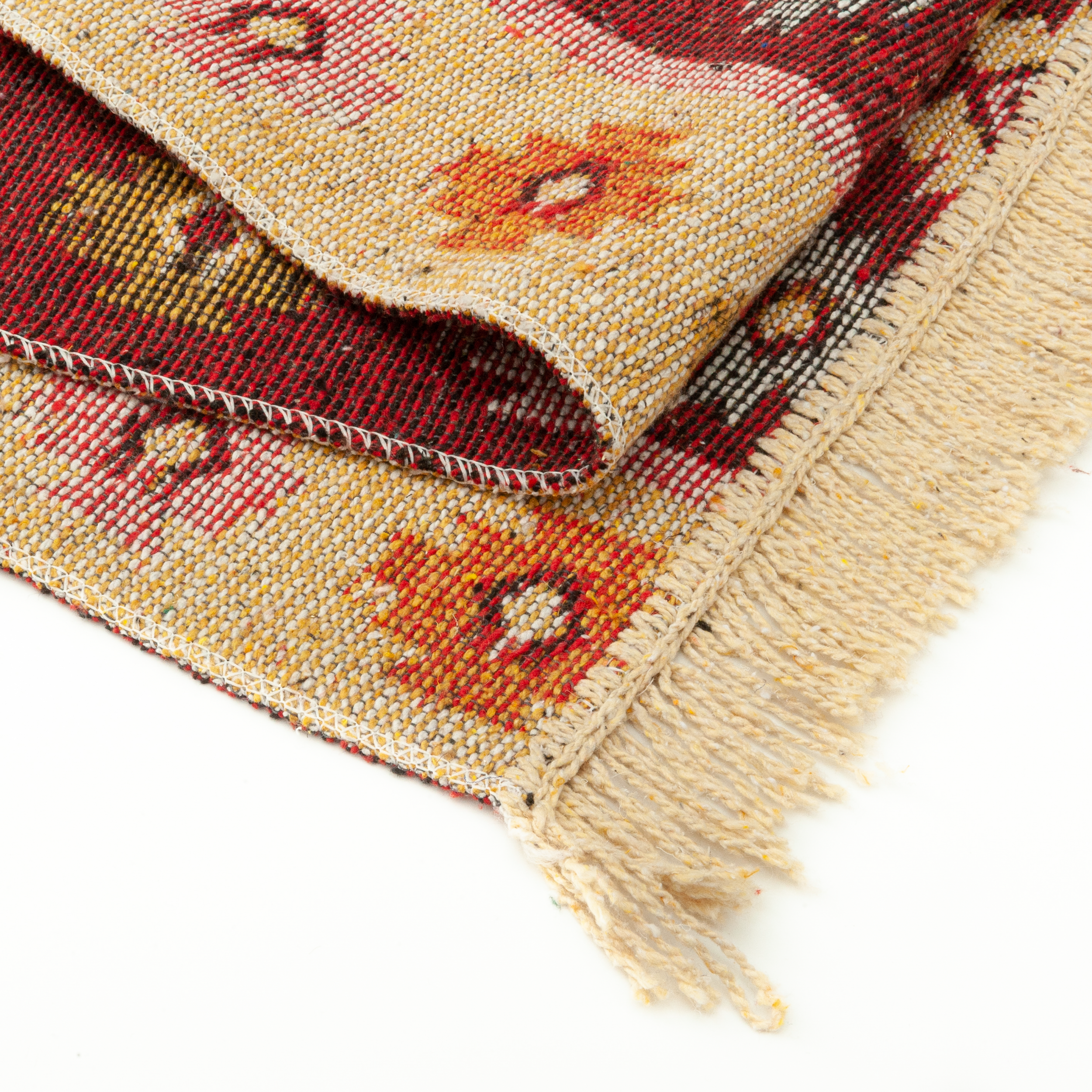 Dywan z frędzlami Kilim dwustronny bordowy 60 x 120 cm - 4