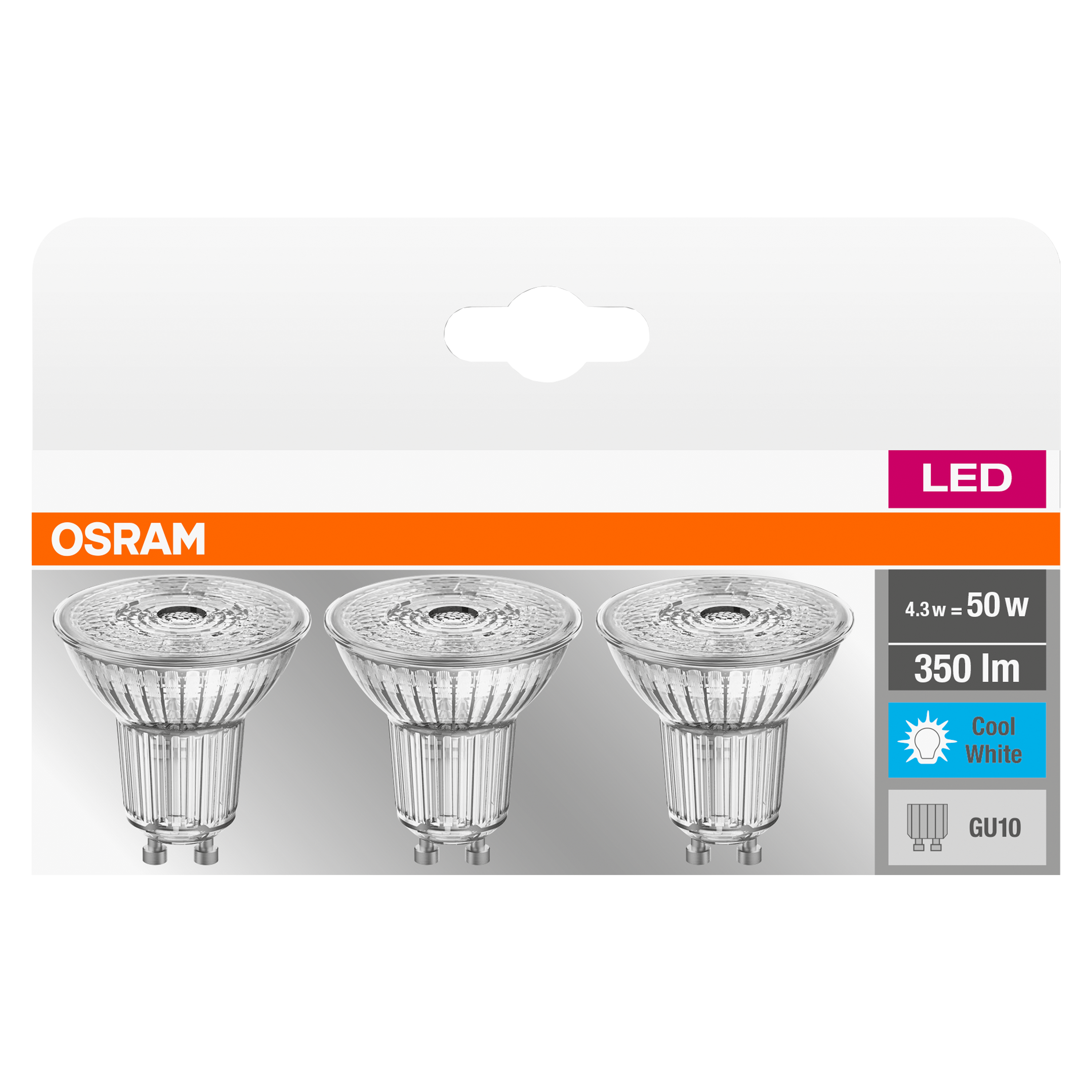 Żarówka LED 3 szt. GU10 4.3 W = 50 W 350 lm Neutralna OSRAM - 4
