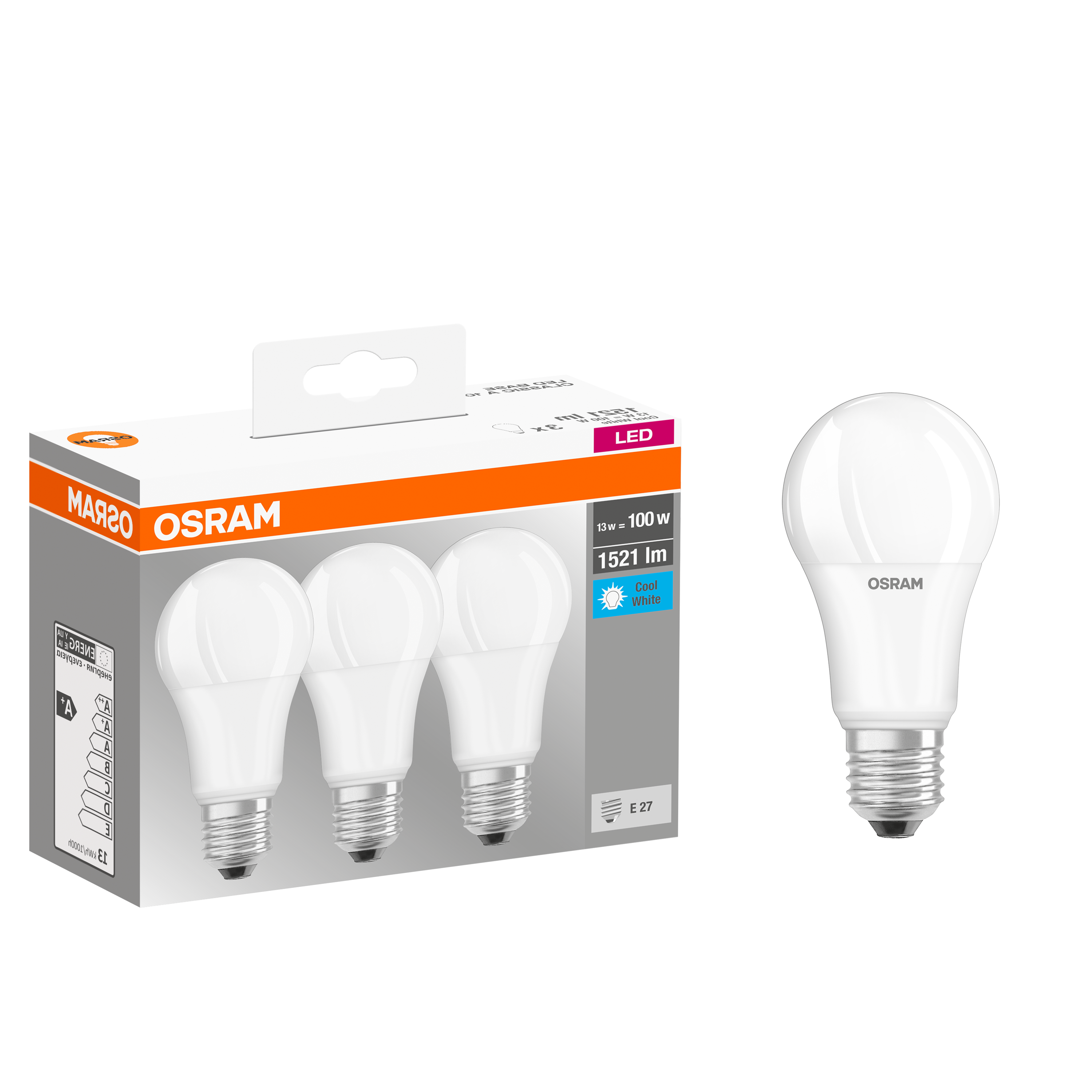 Żarówka LED 3 szt. E27 13 W = 100 W 1521 lm Neutralna OSRAM