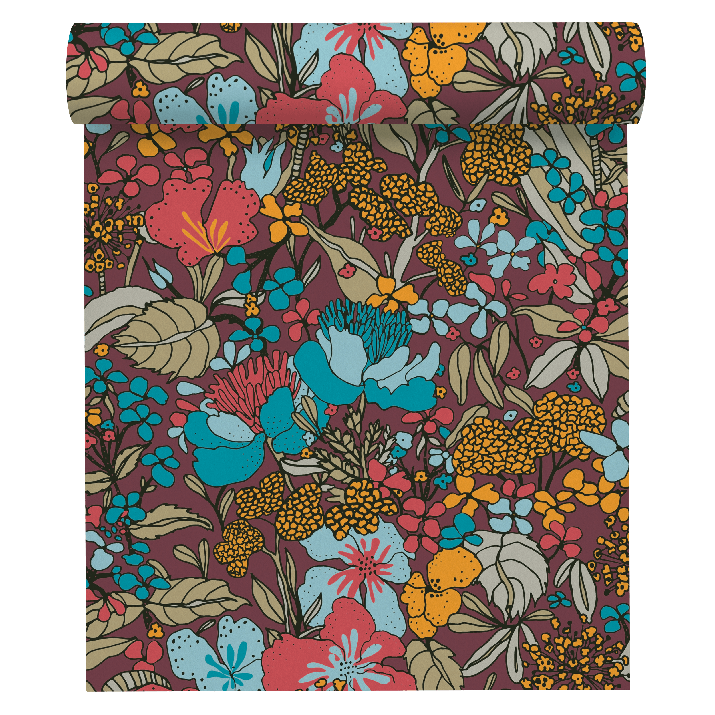 Tapeta Floral Impression 377563 bordowa winylowa na flizelinie