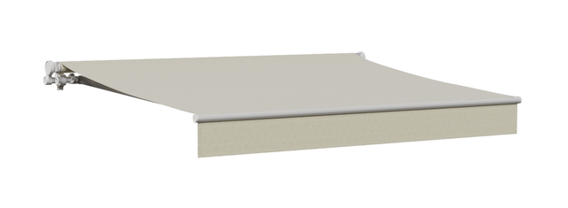 Toldo brazo extensible 3.95x3m para terraza Calima manual con manivela blanco tela poliéster beige