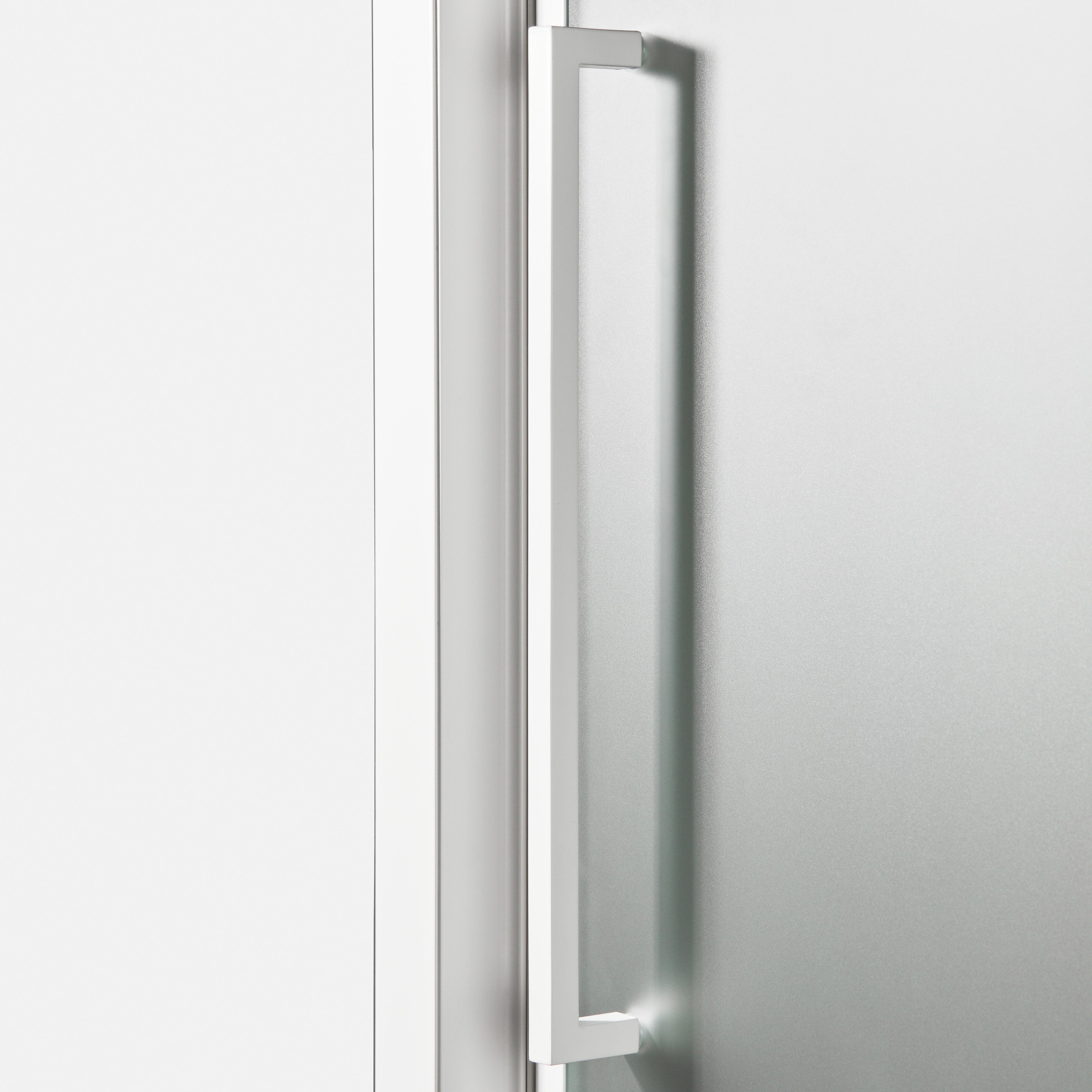 Porta doccia scorrevole L 122-126 cm x H 195 cm per nicchia in vetro trasparente SP. 6 mm, profilo opaco bianco, serie Record - 8