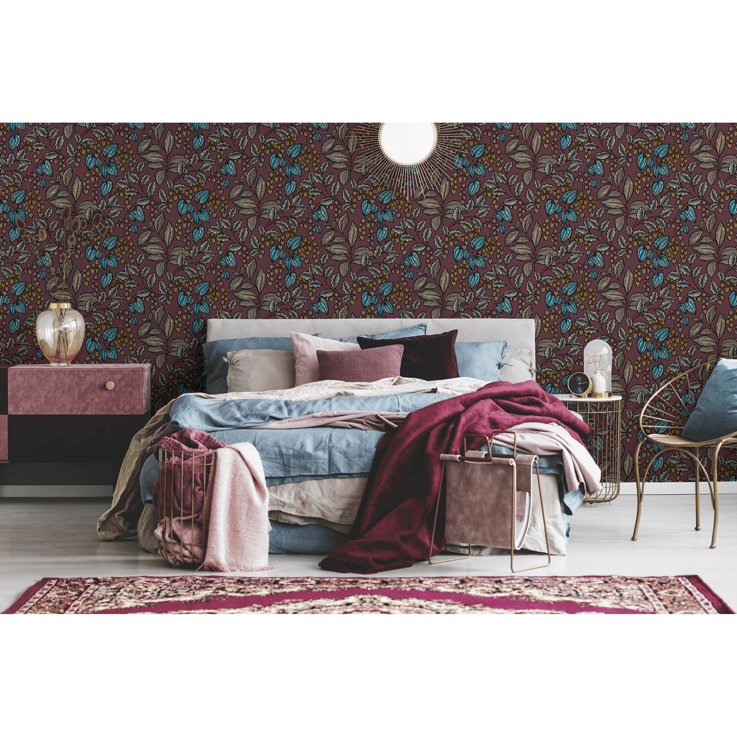 Tapeta Floral Impression 377546 bordowa winylowa na flizelinie