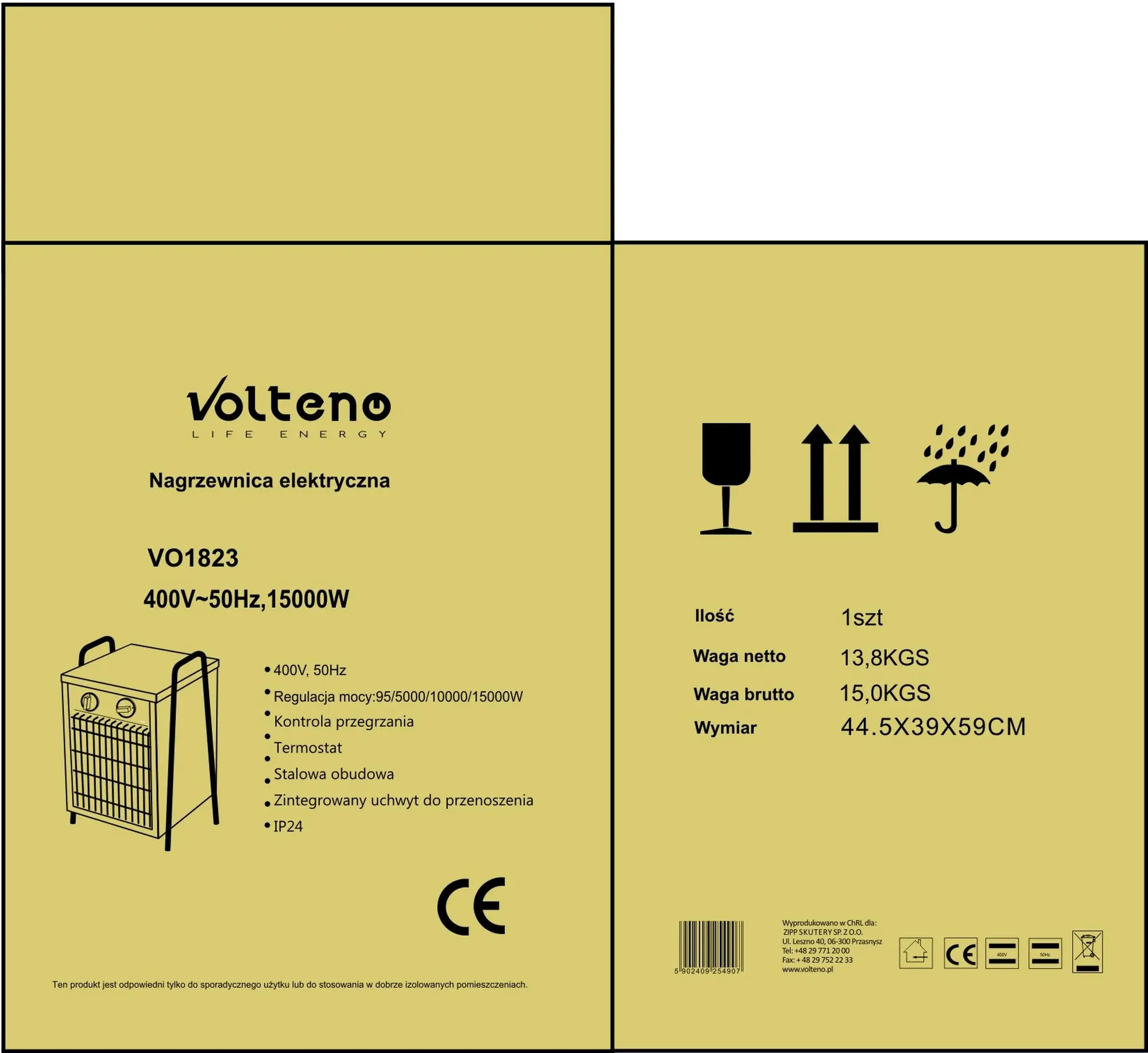 Nagrzewnica wentylatorowa 2 w 1 15kW VOLTENO - 2