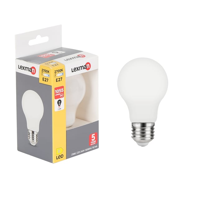 Ampoule led E27, 1055Lm = 75W, blanc chaud, LEXMAN