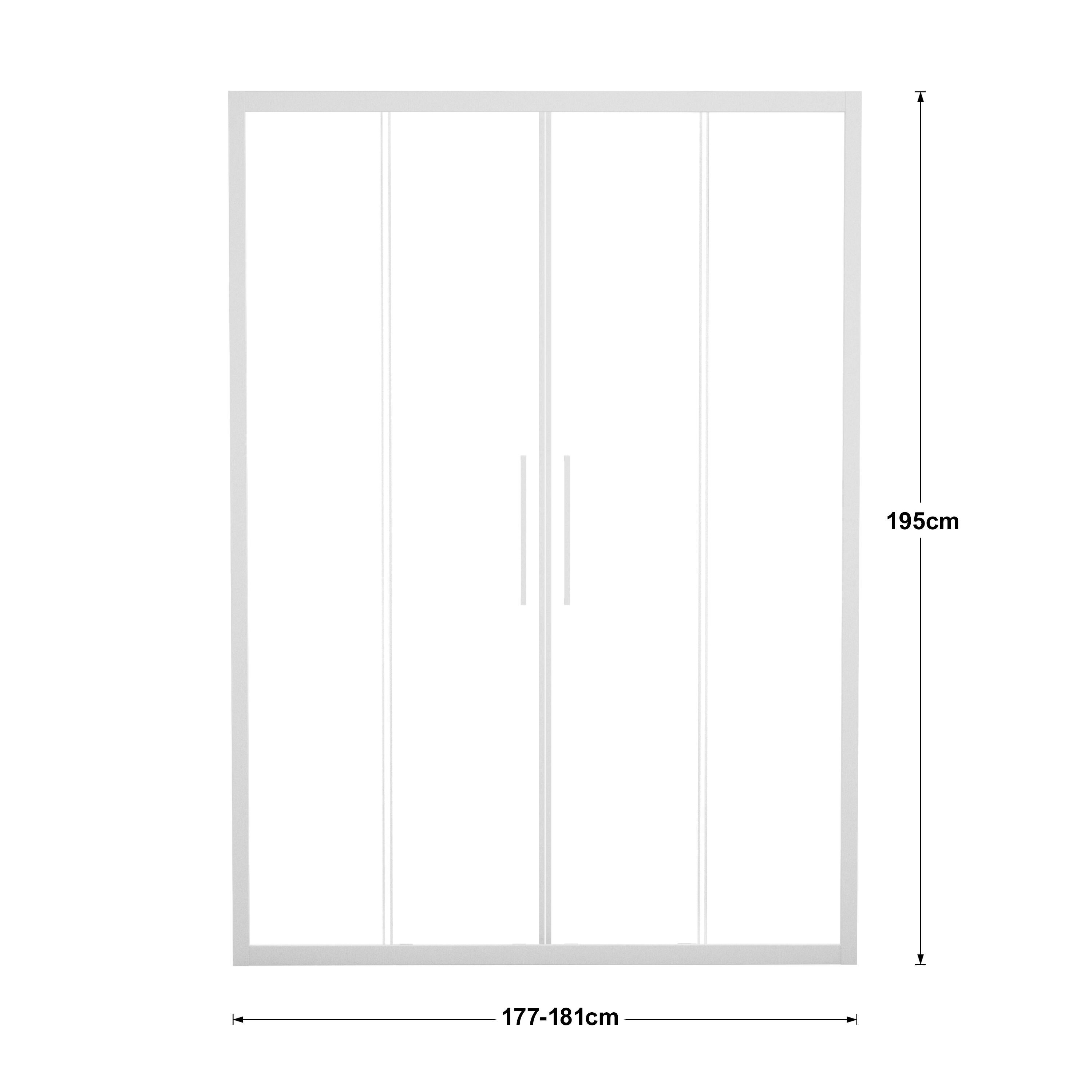 Porta doccia scorrevole L 177-181 cm x H 195 cm per nicchia in vetro trasparente SP. 6 mm, profilo opaco bianco, serie Record - 9