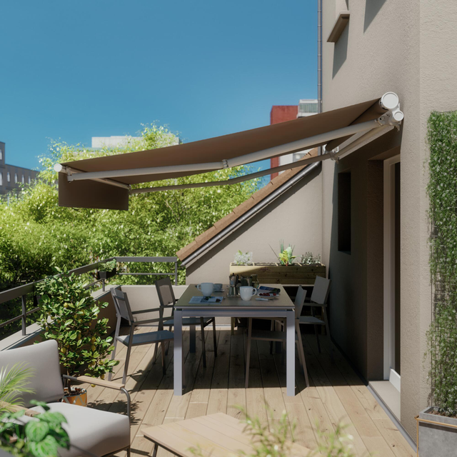 Toldo manual sem caixa branco 2.95x2 m liso taupe cinza Naterial Calima