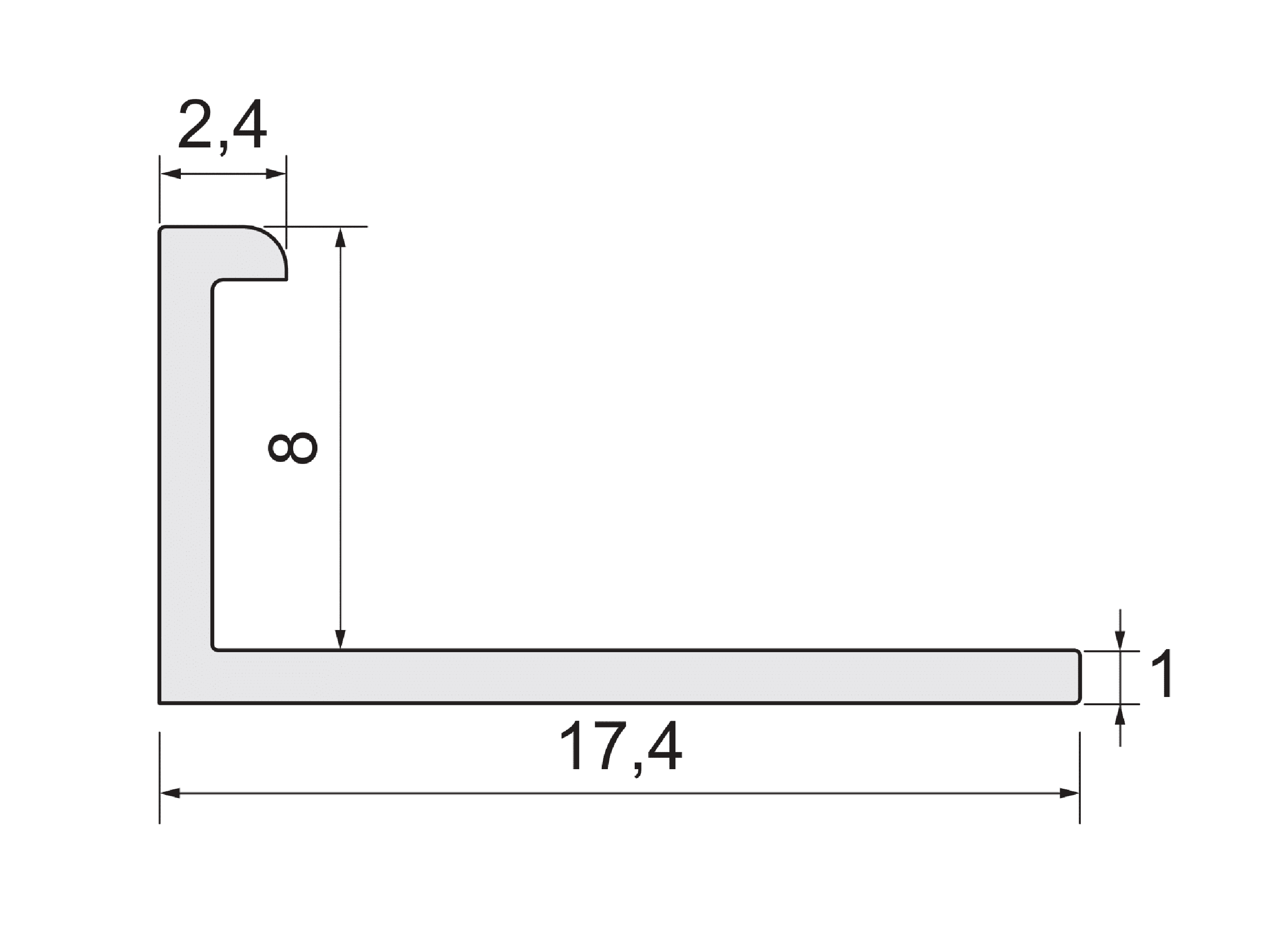 Profil do glazury aluminium narożny 8 mm / 2.5 m Srebrny poler Cezar - 4