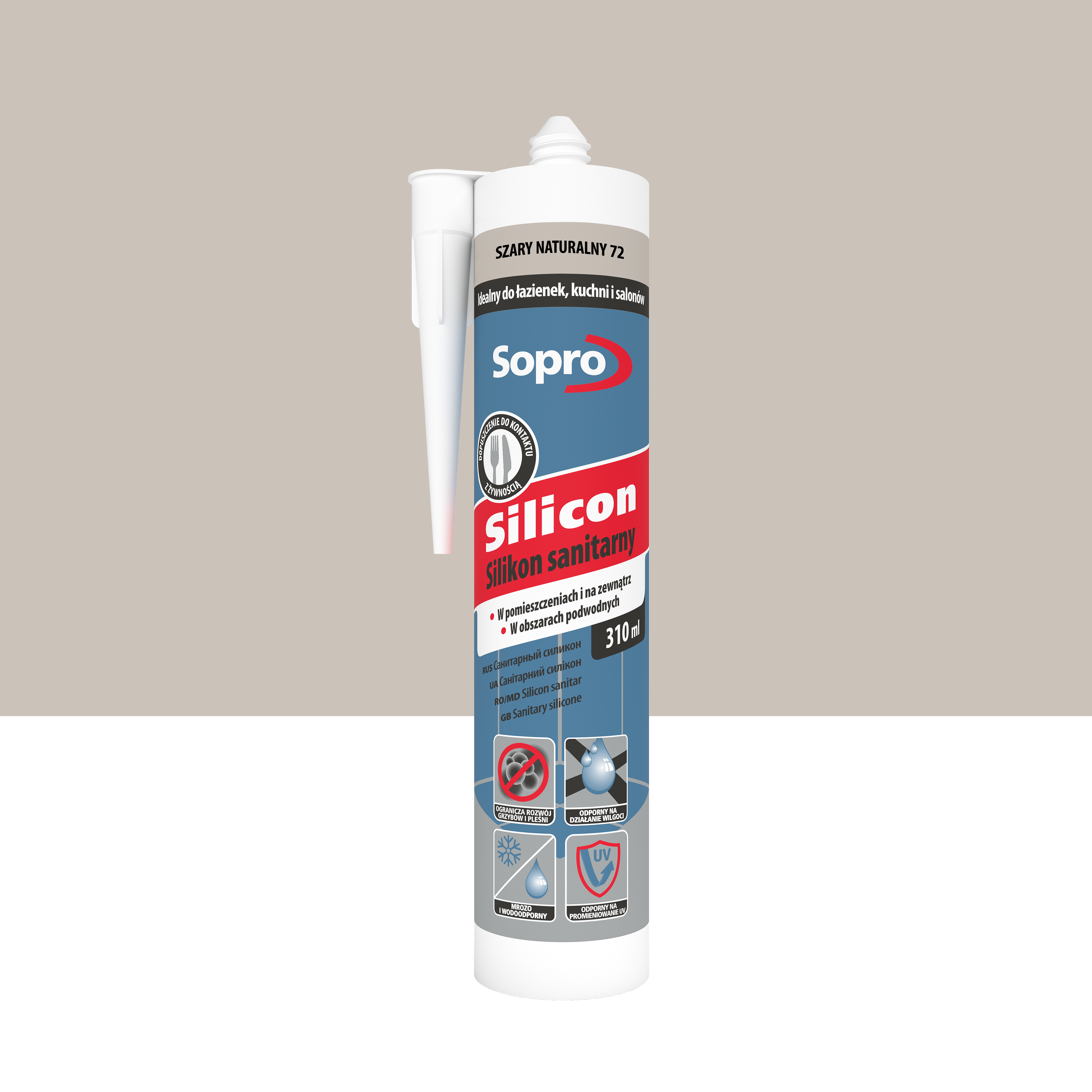 Silikon sanitarny Szary 72 310 ml Sopro - 2