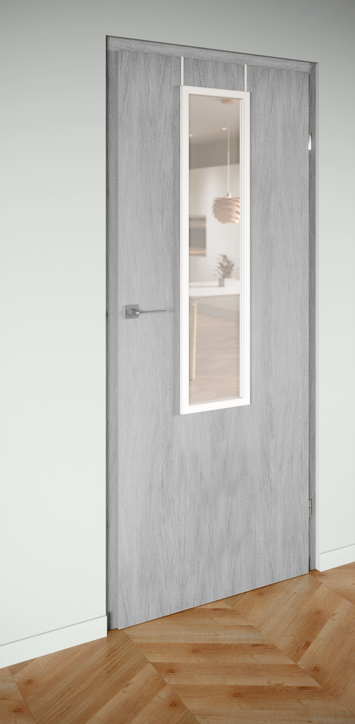 Espejo enmarcado para puerta rectangular poliestireno blanco brillante INSPIRE de 30 x120 cm - 8