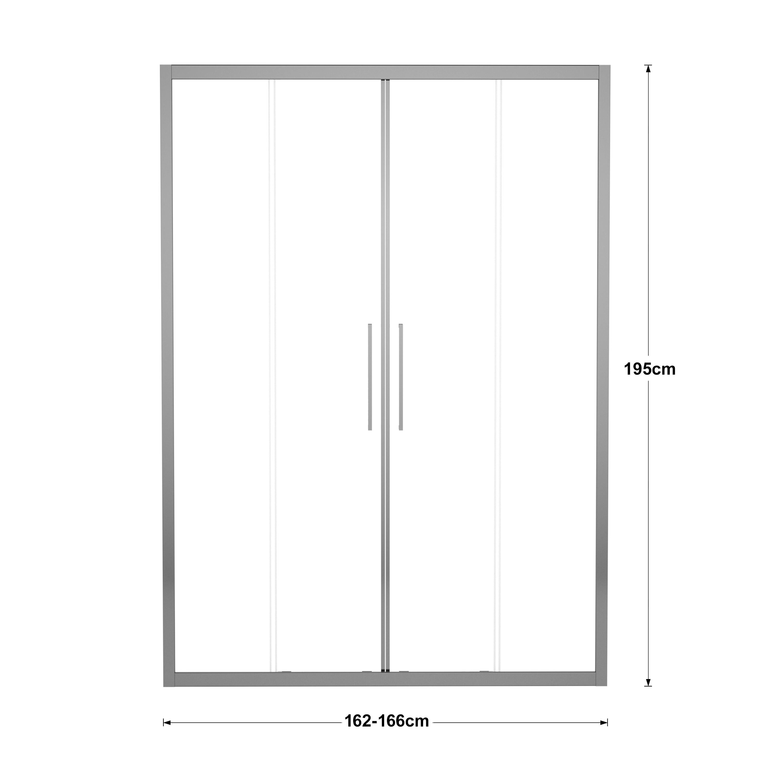 Porta doccia scorrevole L 162-166 cm x H 195 cm per nicchia in vetro trasparente SP. 6 mm, profilo lucido cromo, serie Record - 9