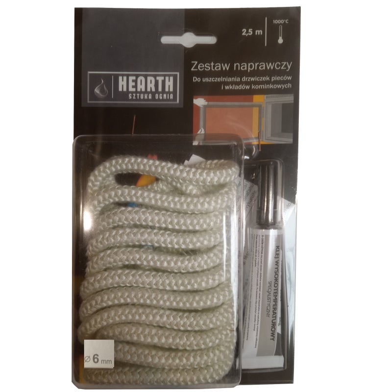 Zdjęcia - Akcesorium kominkowe NORDFlam Zestaw naprawczy Sznur 6 mm/2.5 m + Klej Grafitowy