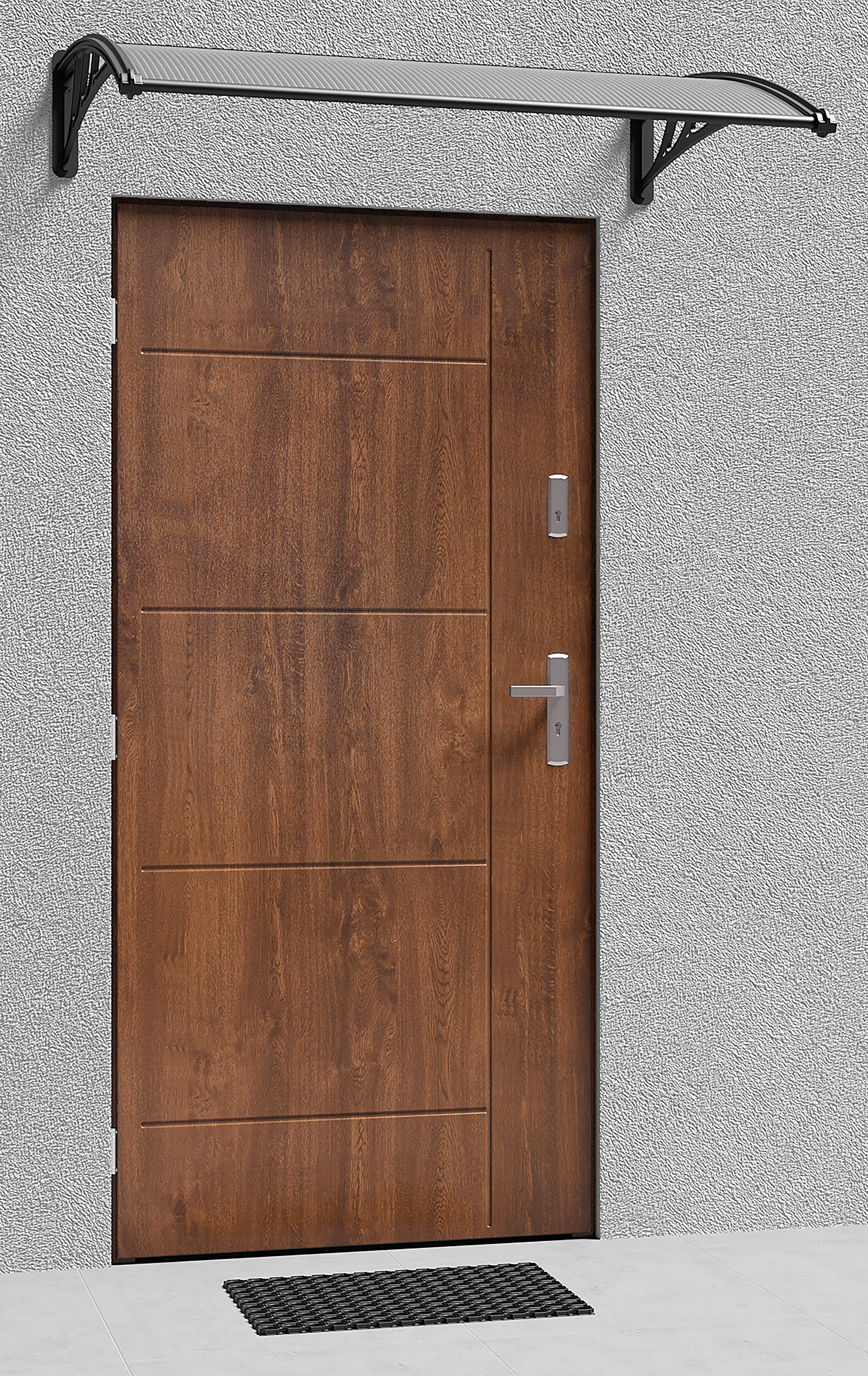 Pensilina in resina trasparente L 120 x P 100 cm struttura nero - 2