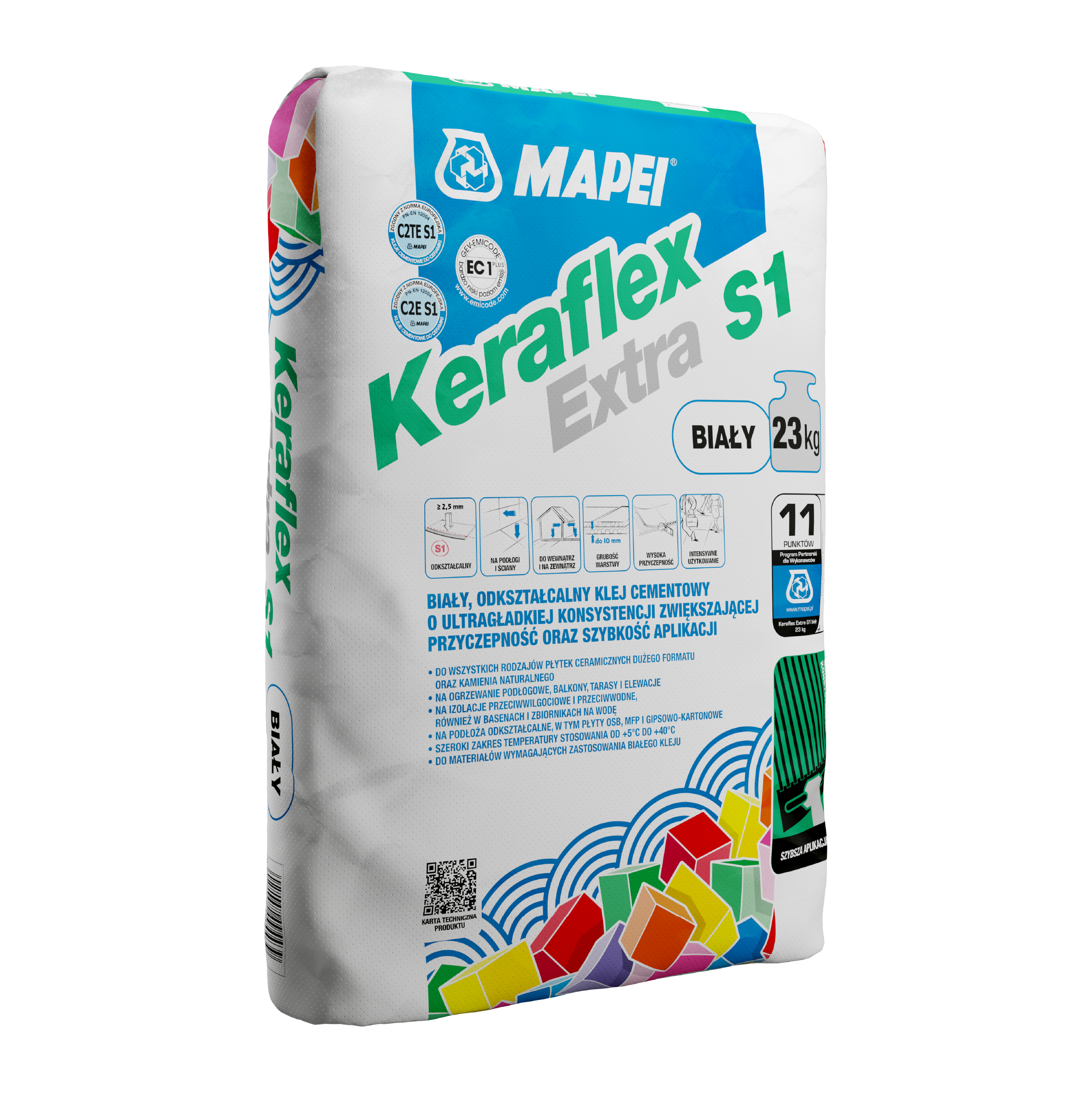 Zaprawa klejowa KERAFLEX EXTRA BIAŁY S1 23 KG MAPEI