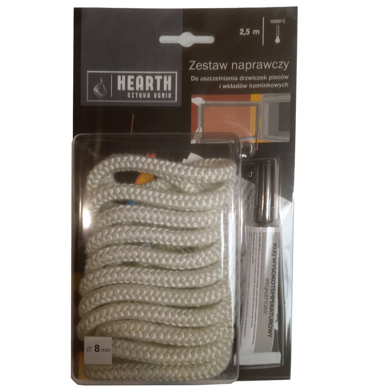 Zdjęcia - Akcesorium kominkowe NORDFlam Zestaw naprawczy Sznur 8 mm/2.5 m + Klej Grafitowy