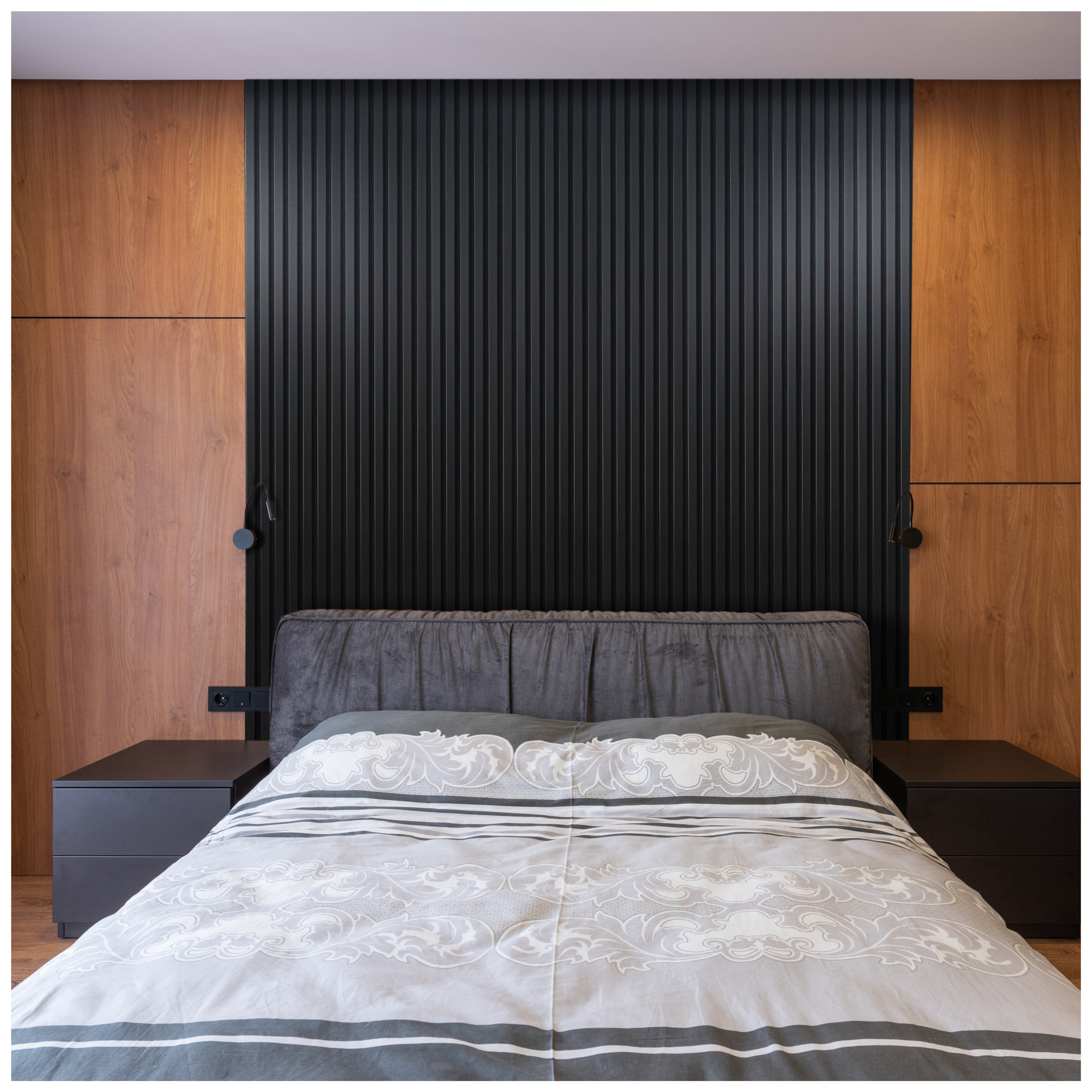 Panele ścienne 3D Lamele na filcu 265x30 cm czarny 7 lameli - 5