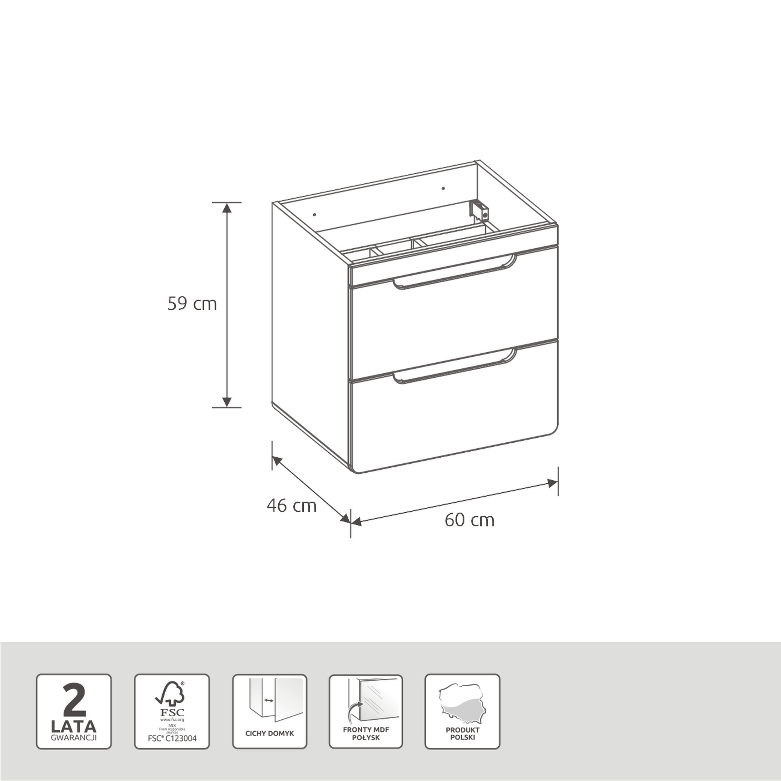 Szafka pod umywalkę Aruba 60 Tandem Blum System Comad - 17