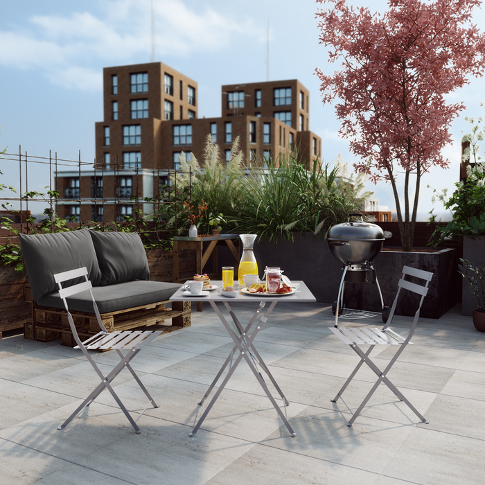 Mesa de jardín plegable de acero Flora gris de 70x71x70 cm