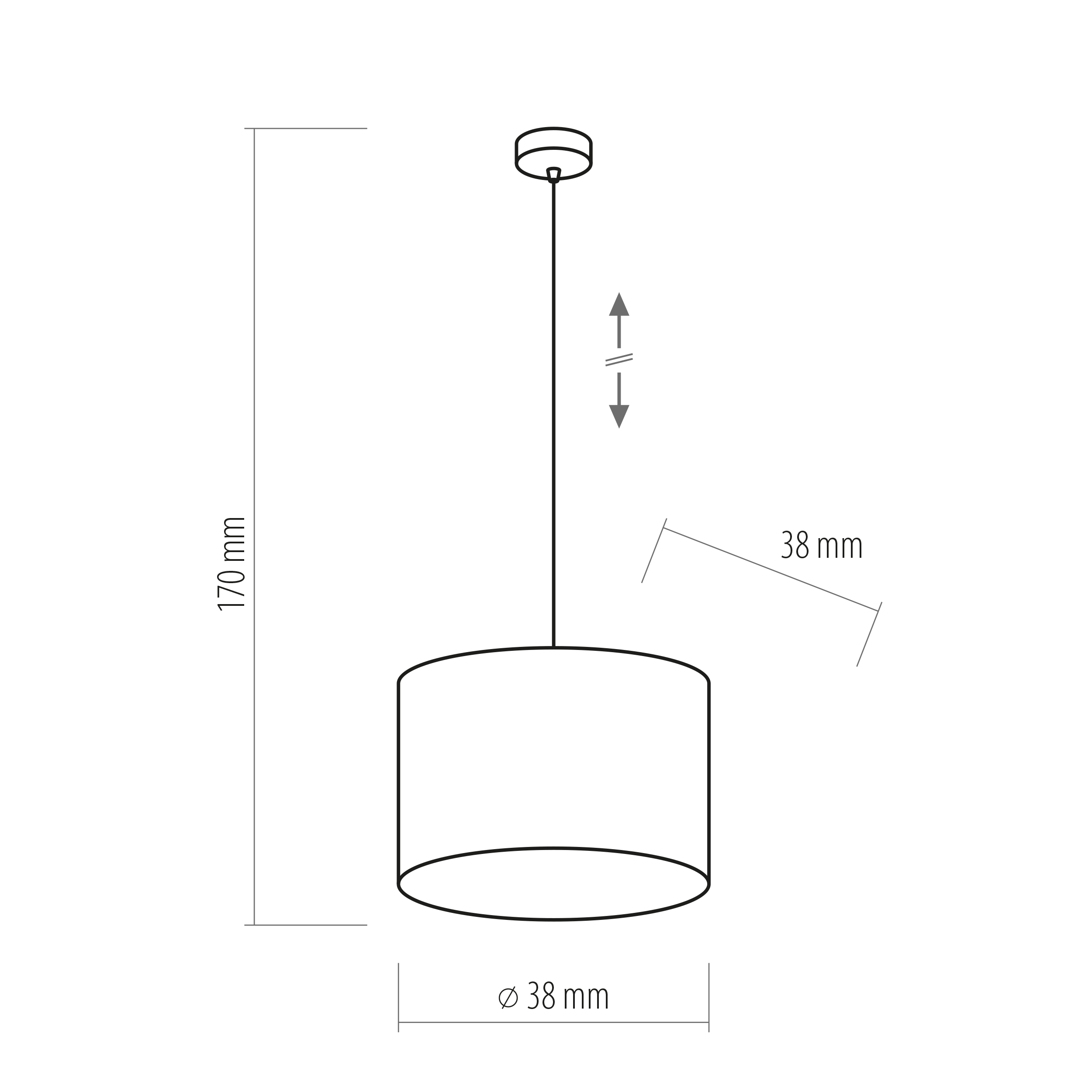 Lampa wisząca Tercio czarna E27 TK Lighting - 3