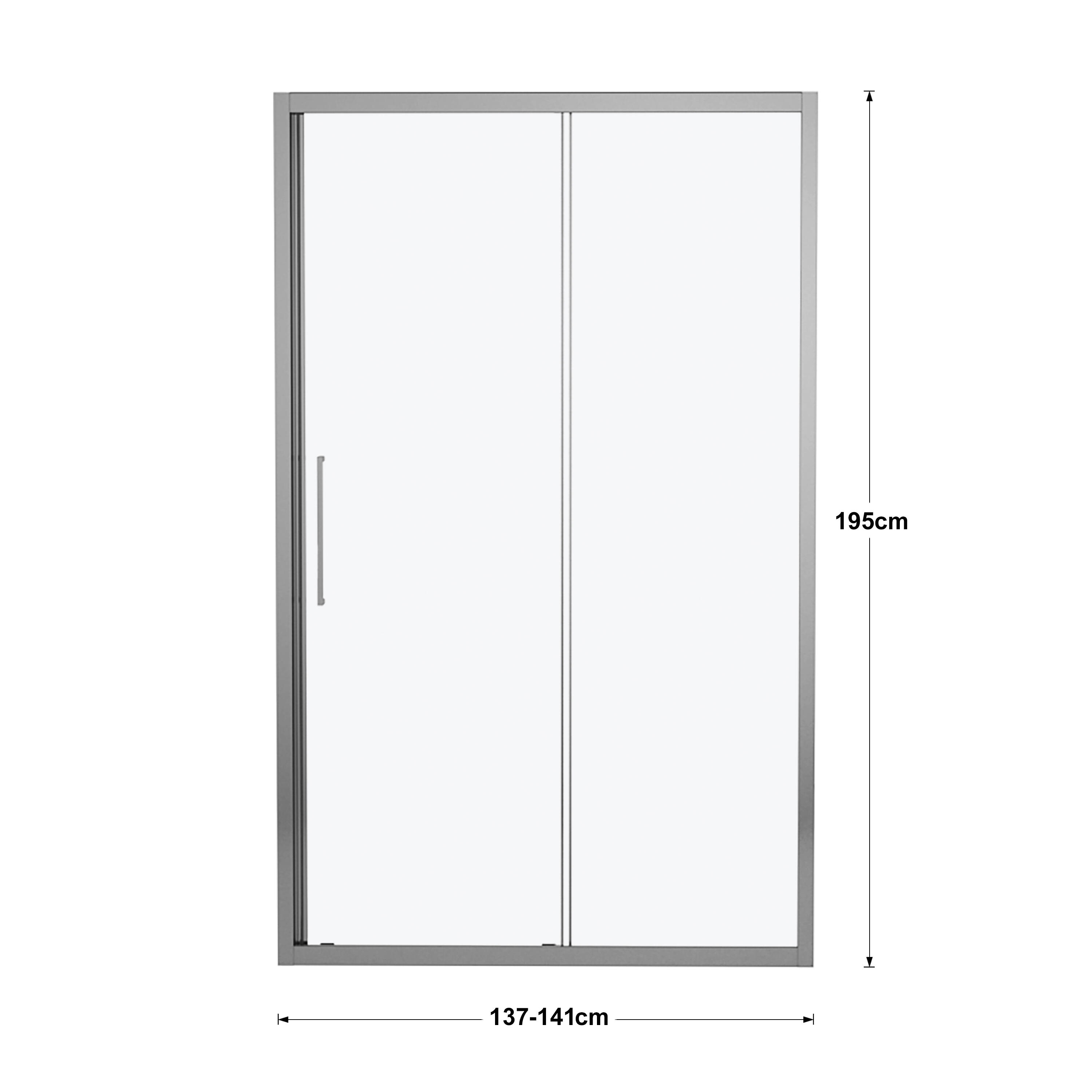 Porta doccia scorrevole L 137-141 cm x H 195 cm per nicchia in vetro smerigliato SP. 6 mm, profilo lucido cromo, serie Record - 9