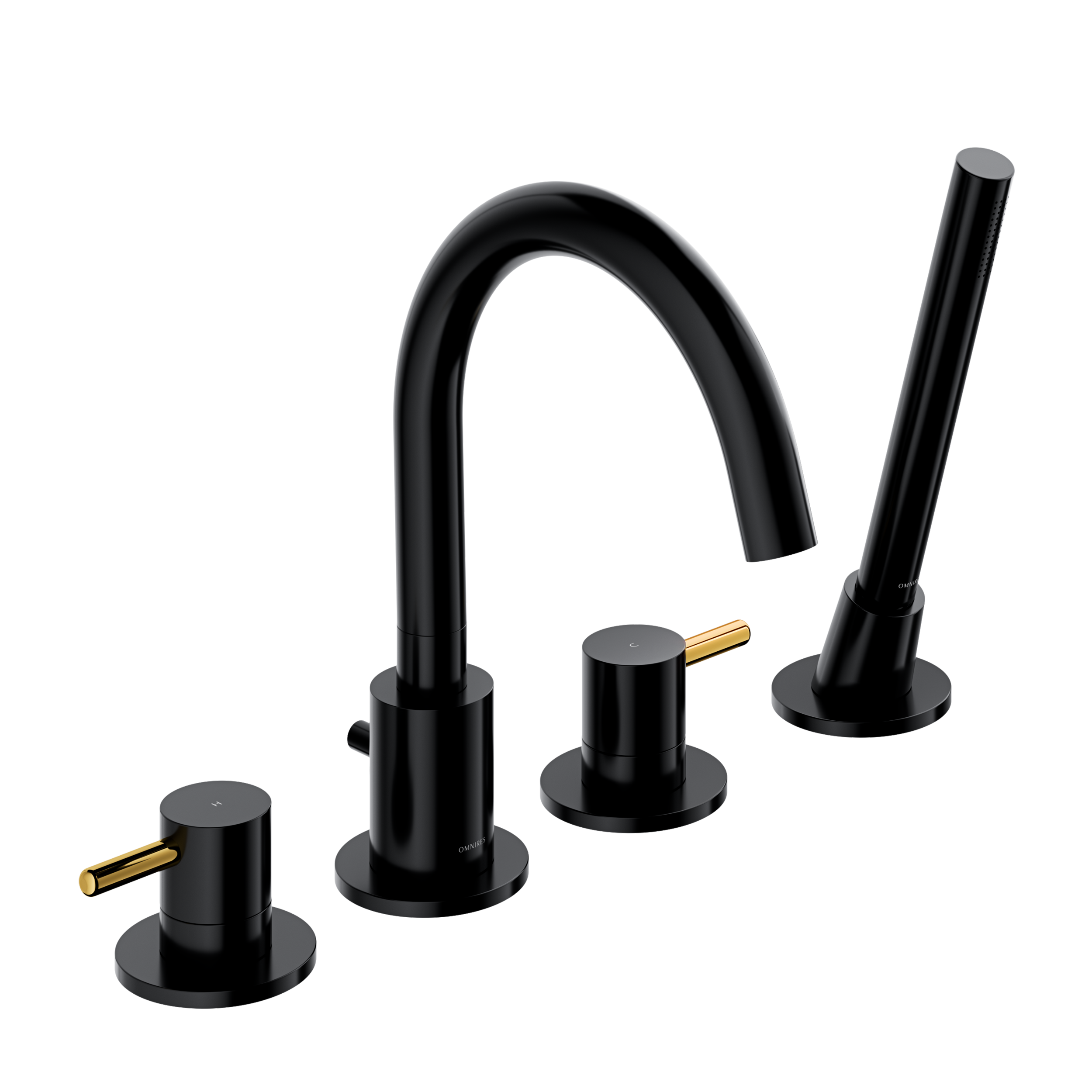 Bateria wannowa czarna Simplon 4-otworowa Omnires