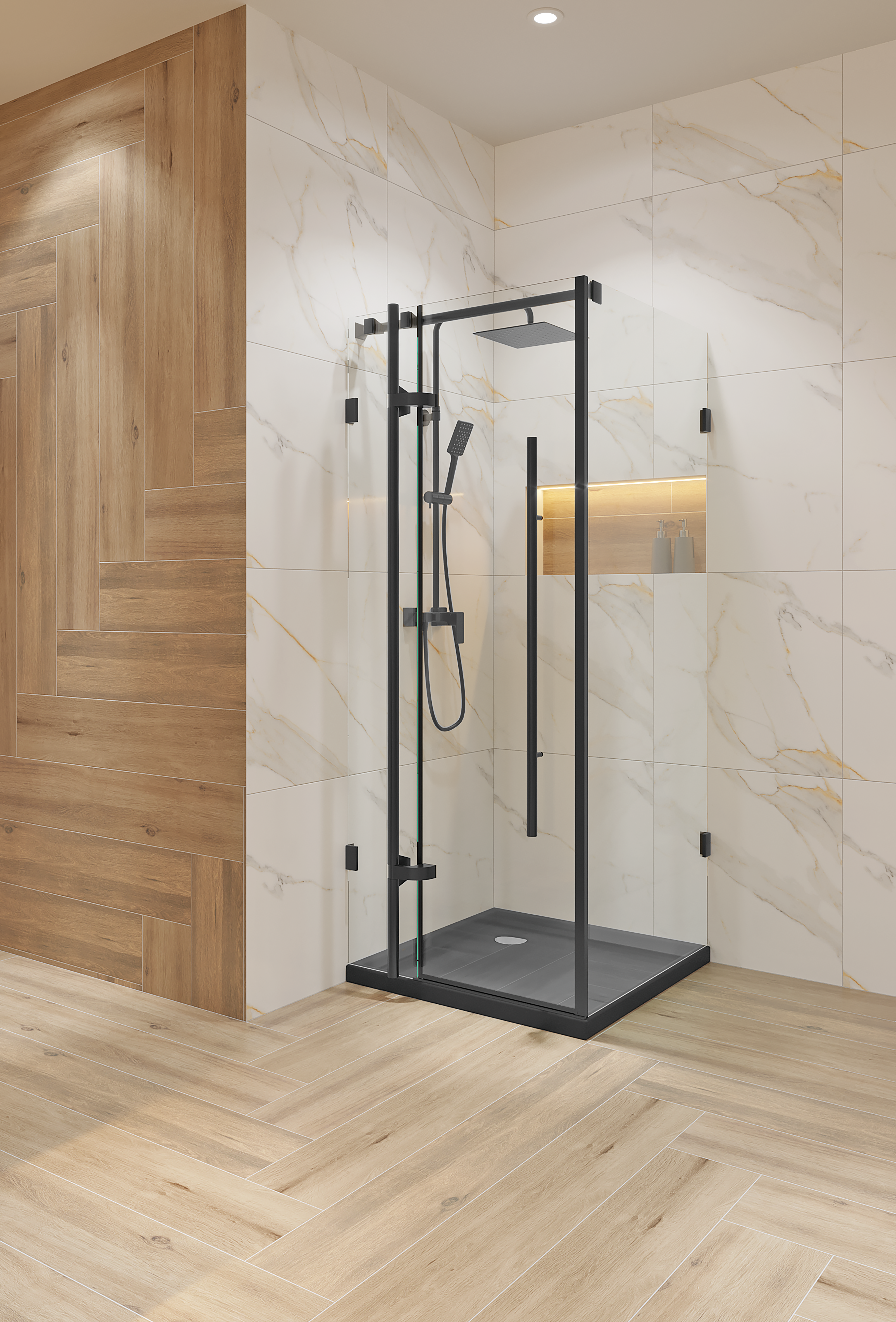 Brodzik Kwadratowy Sensea Ipsilon 80 x 80 x 5 cm Czarny Kamień - 7