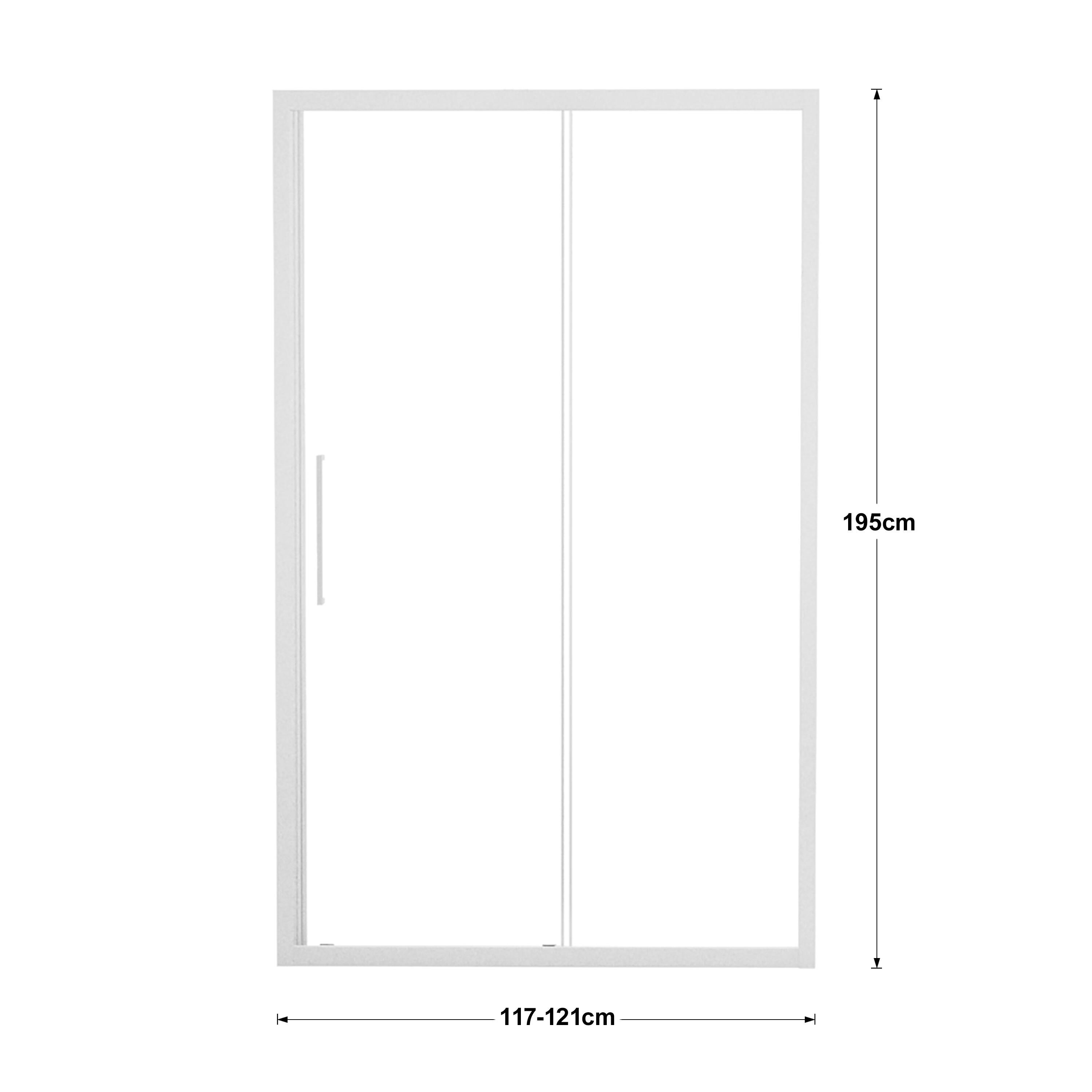 Porta doccia scorrevole L 117-121 cm x H 195 cm per nicchia in vetro trasparente SP. 6 mm, profilo opaco bianco, serie Record - 9