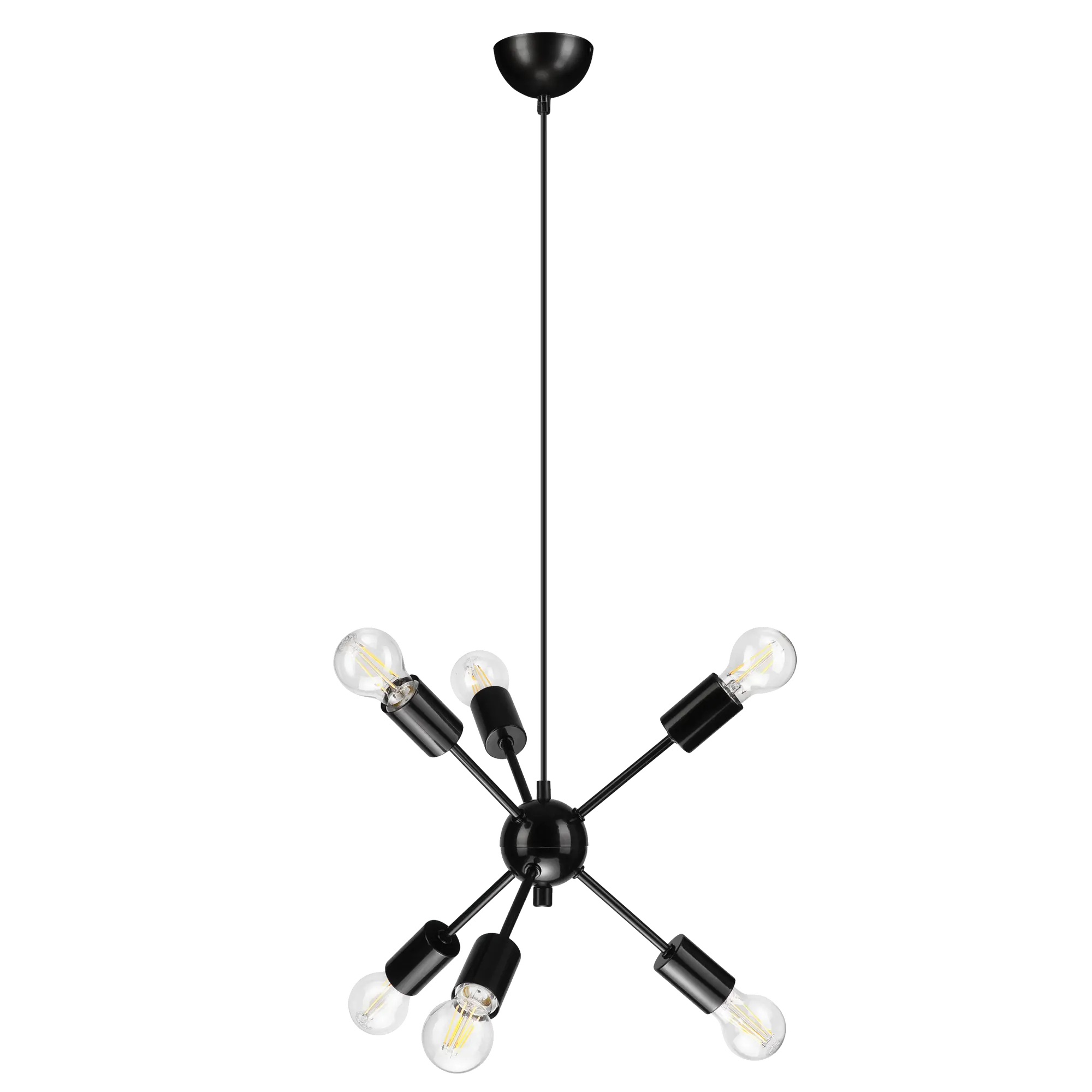 Lampa wisząca Ruby czarna 6 x E27 Lamkur