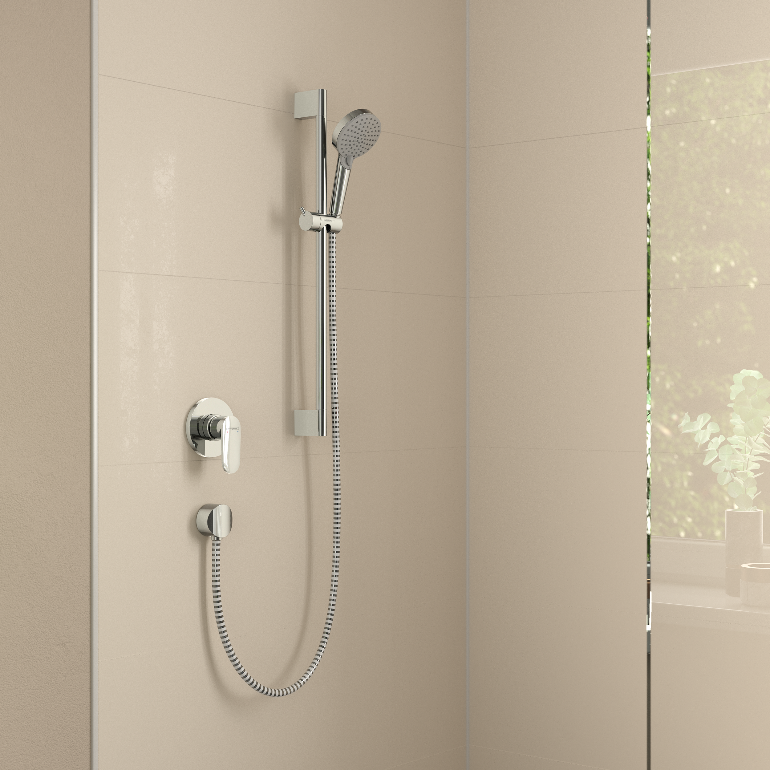 Zestaw prysznicowy przesuwny chromowany Blend Ecosmart HANSGROHE - 2